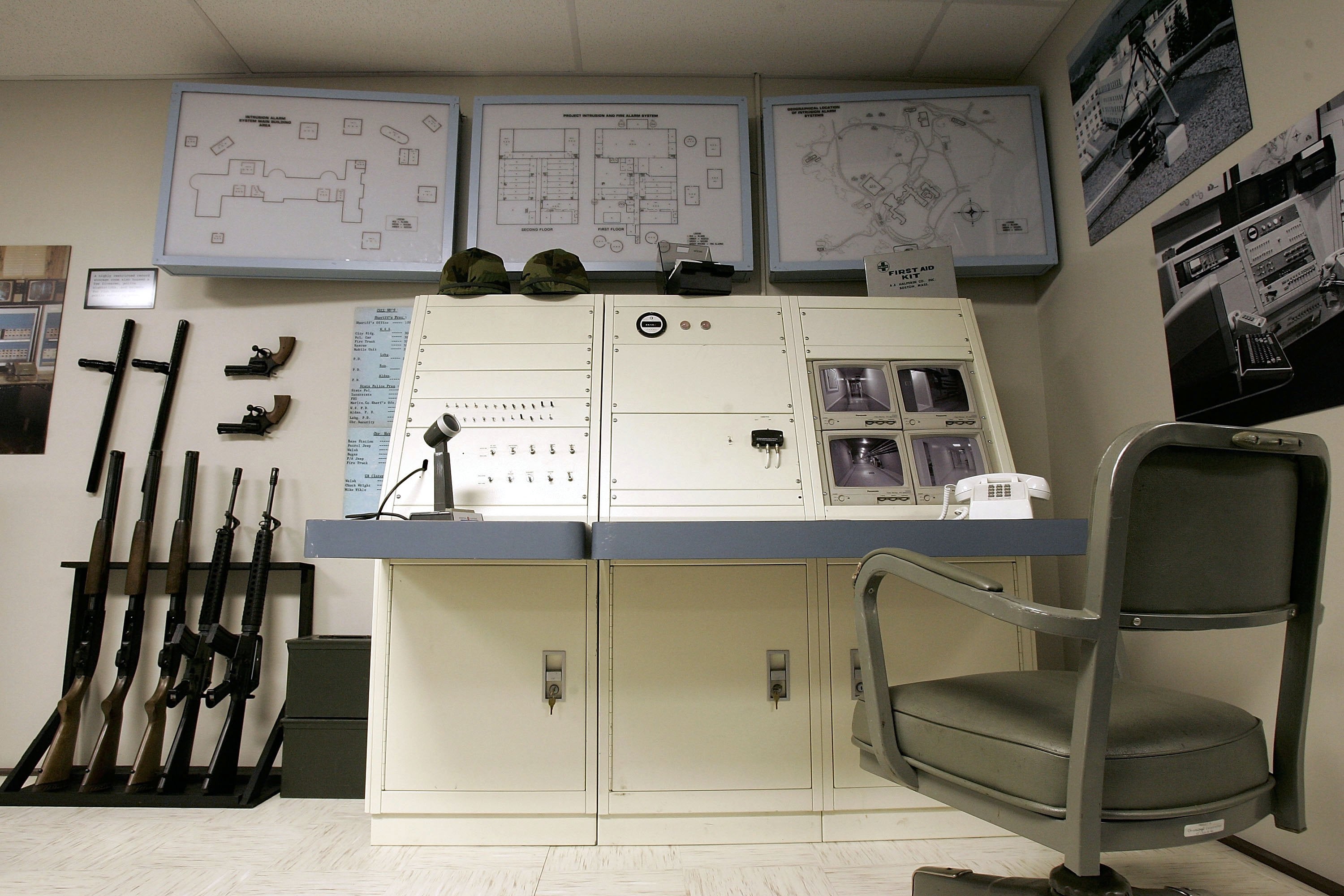The bunker also contained a television studio, which legislators would have used to address what remained of the country, should nuclear warheads have touched down on U.S. soil. There is also a radio and communications room as well as specially soundproofed phone booths, fitted with cryptographic machines