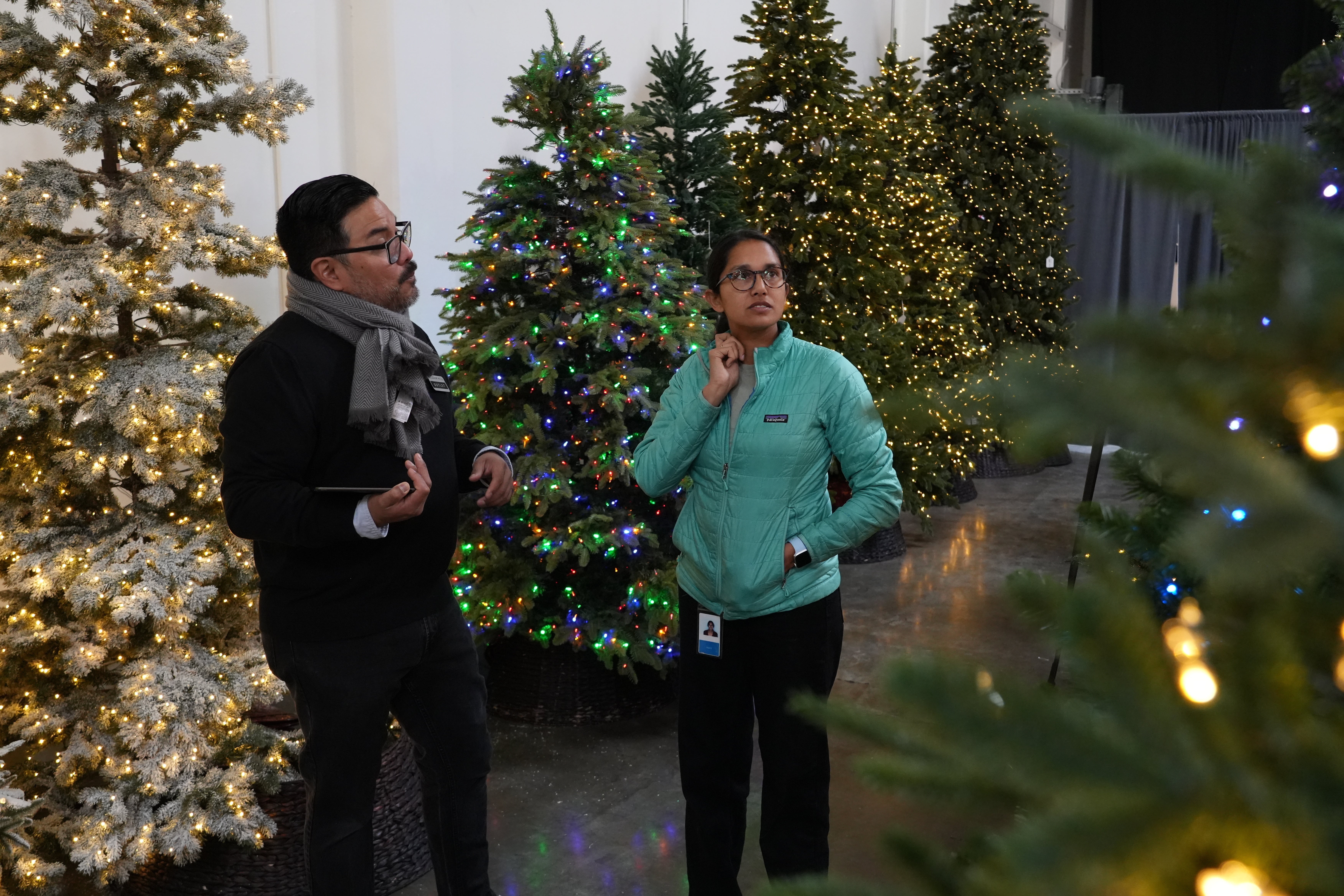 Anjali Bisaria shops for an artificial Christmas tree at the Balsam Hill outlet store in Burlingame, California