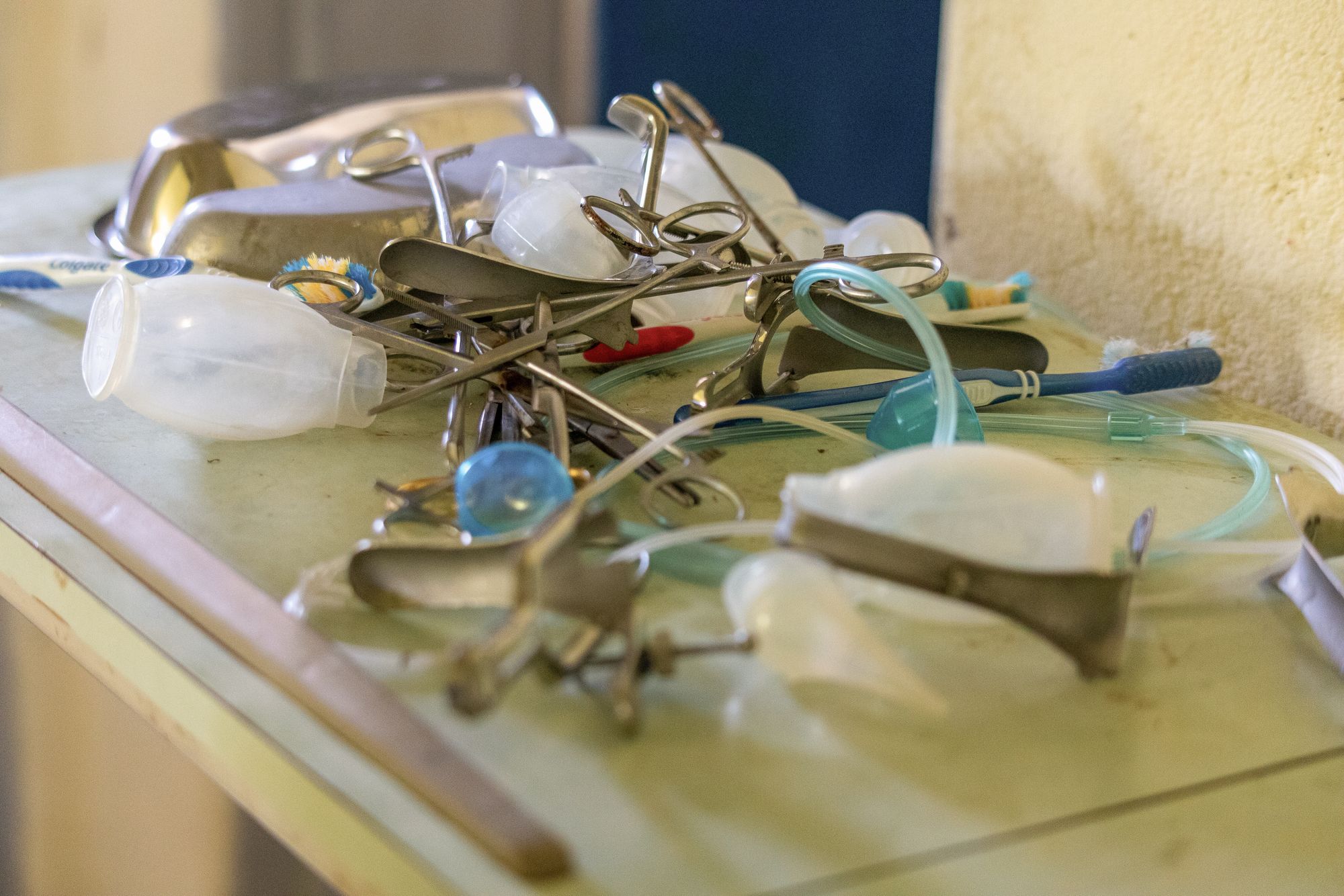 Maternity utensils next to the delivery room at Mahowe Health Centre in Malawi