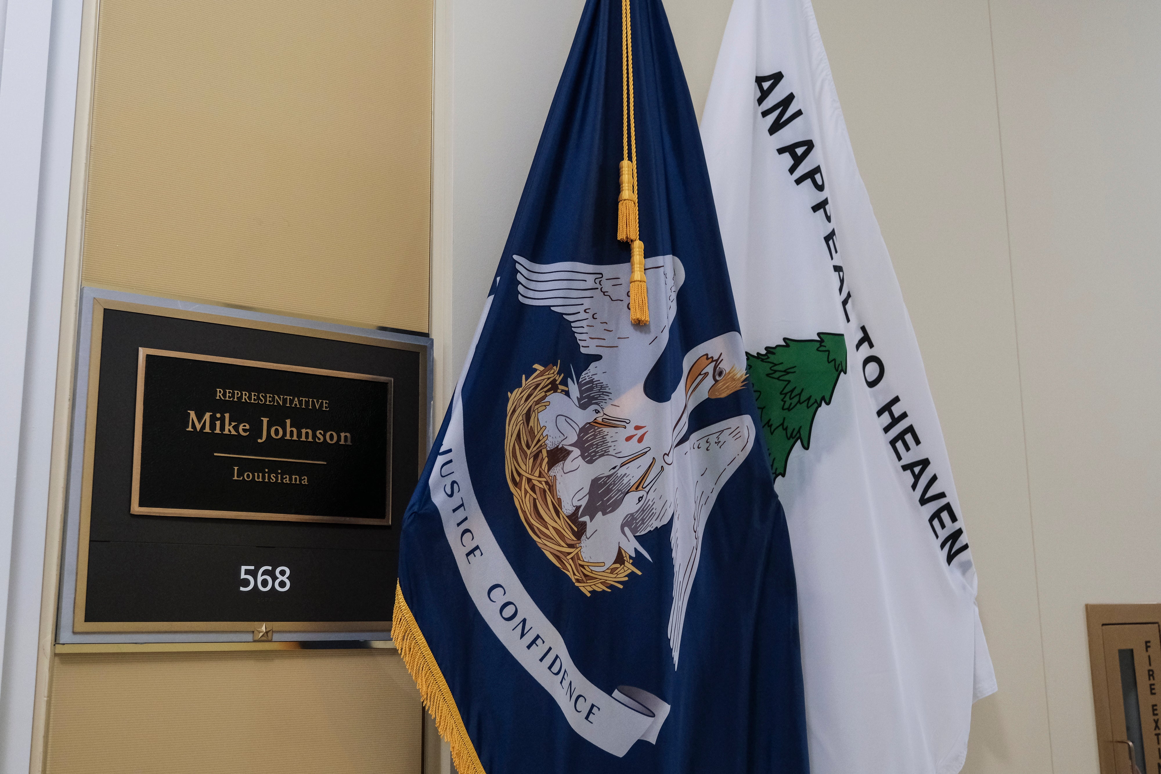 The flag was also previously flown outside of Speaker Mike Johnson’s office in Washington, D.C.