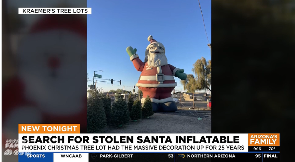 <p>The 40-foot Santa is believed to have been stolen</p>