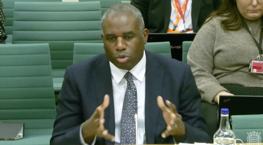 Justice secretary David Lammy is questioned by MPs on Tuesday