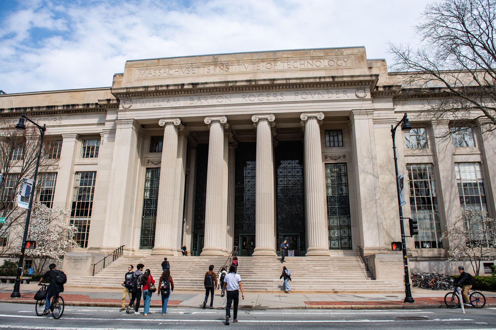 <p>People walk on the campus of Massachusetts Institute of Technology in Cambridge, Massachussetts, on April 15, 2025</p>