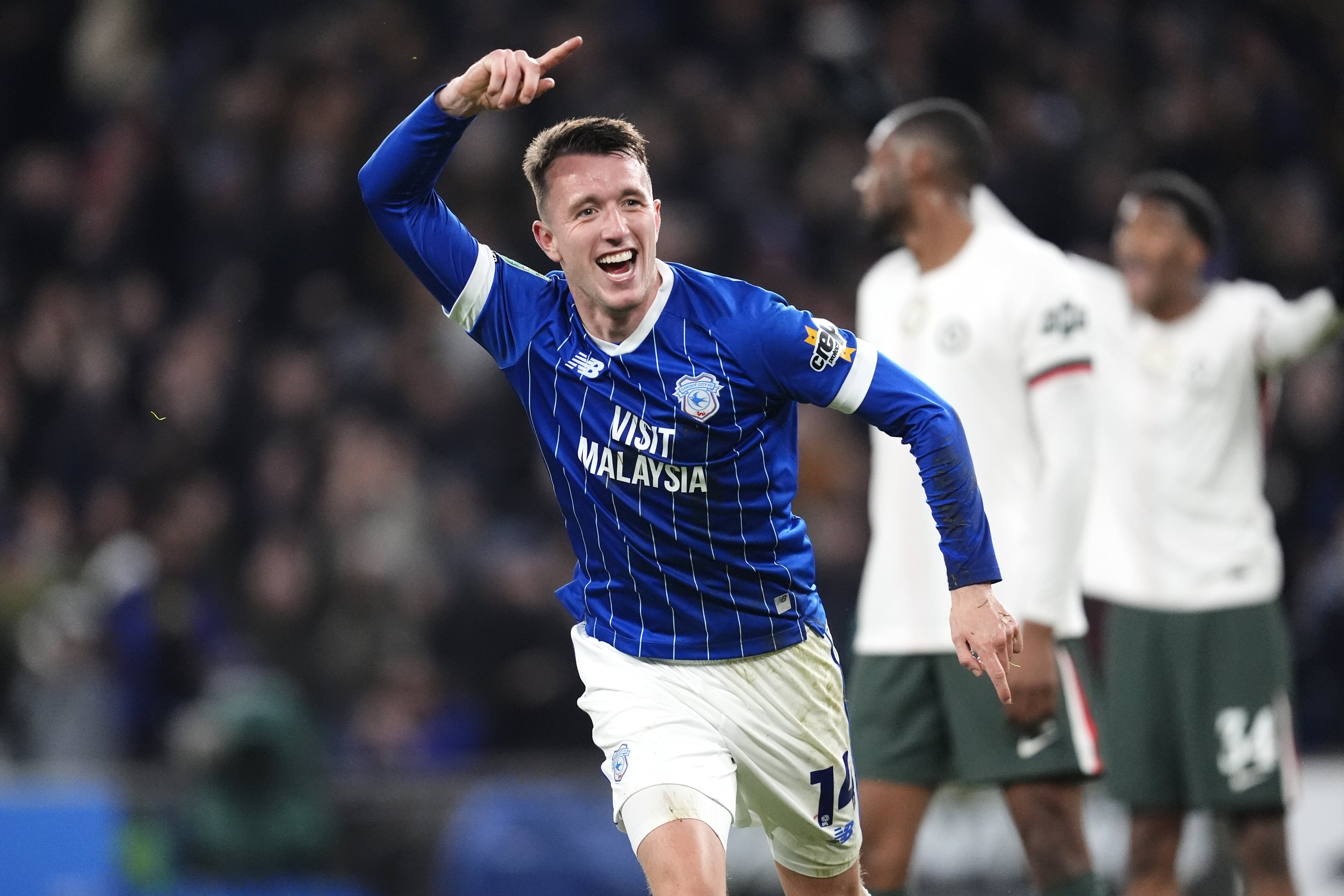 Cardiff’s David Turnbull celebrates his equaliser