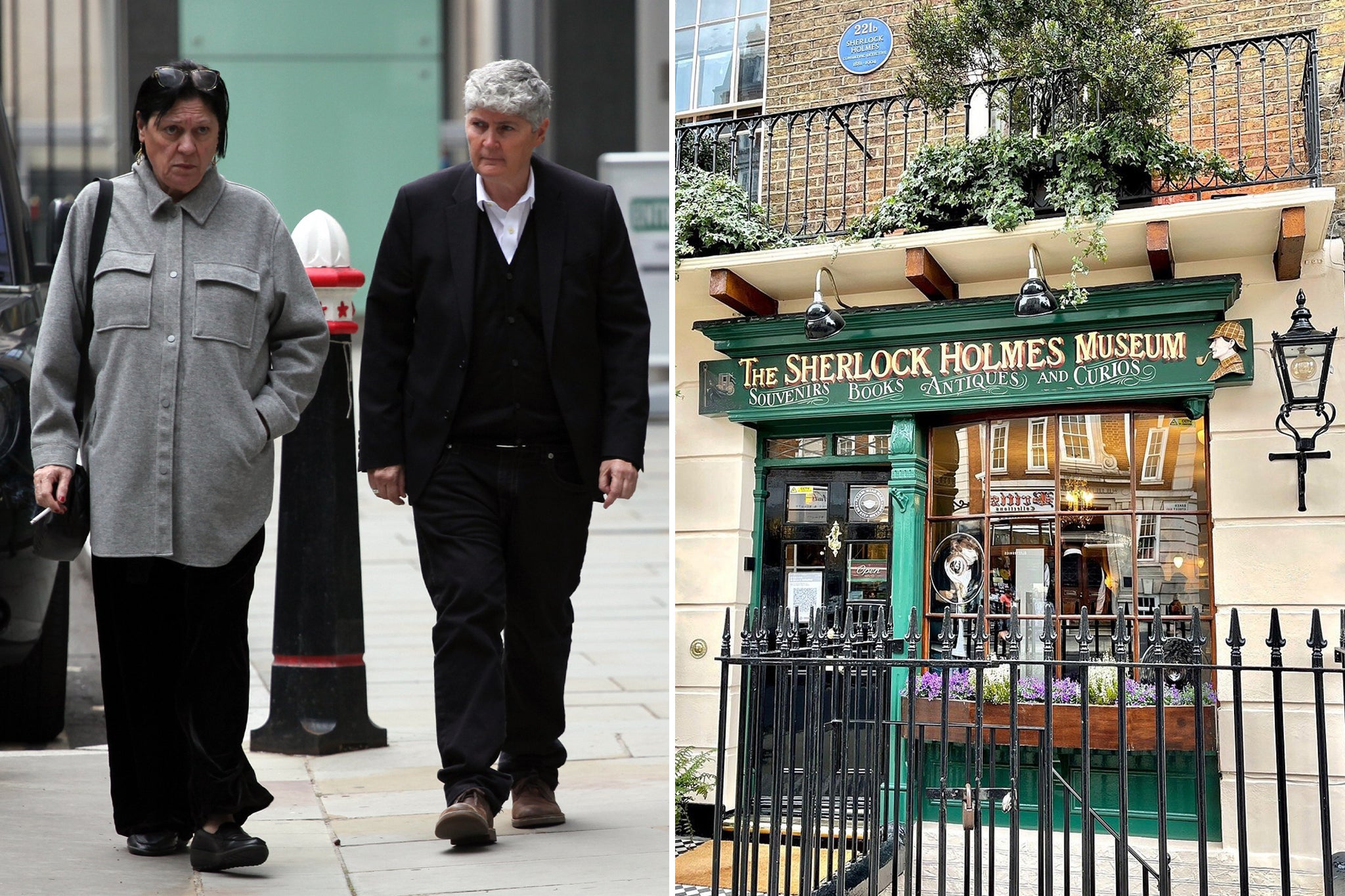 <p>Jenny Decoteau and Linda Riley outside High Court after hearing in Sherlock Holmes Museum family's £1m house row</p>