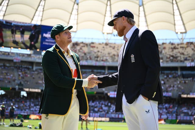 <p>Steve Smith and Ben Stokes will compete for a crucial toss at Adelaide</p>