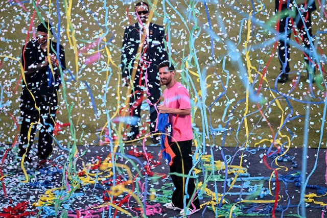 <p>Lionel Messi at the Arun Jaitley Stadium in Delhi, India</p>