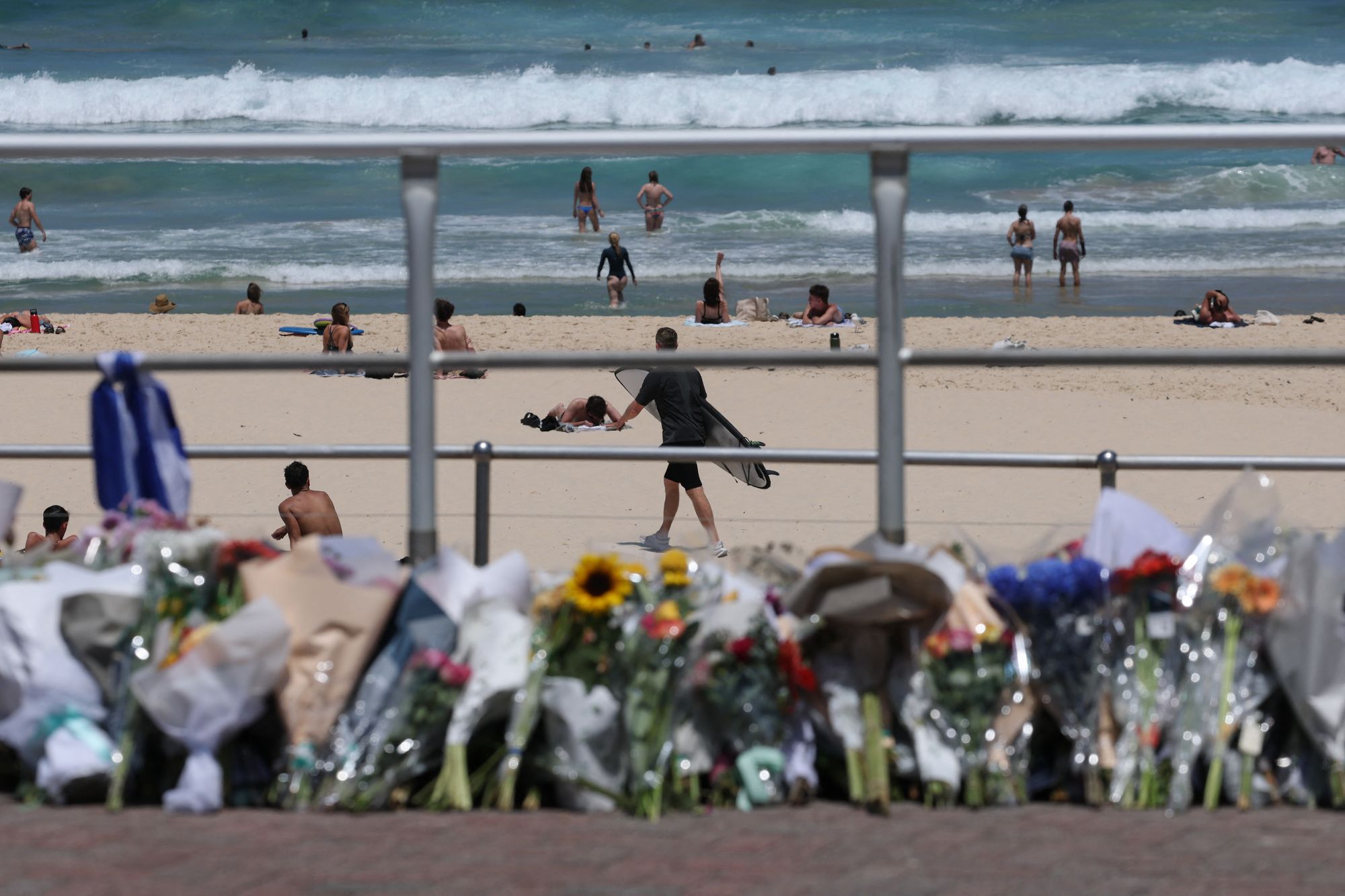 Floral tributes left for victims of the Bondi Beach shooting on Sunday