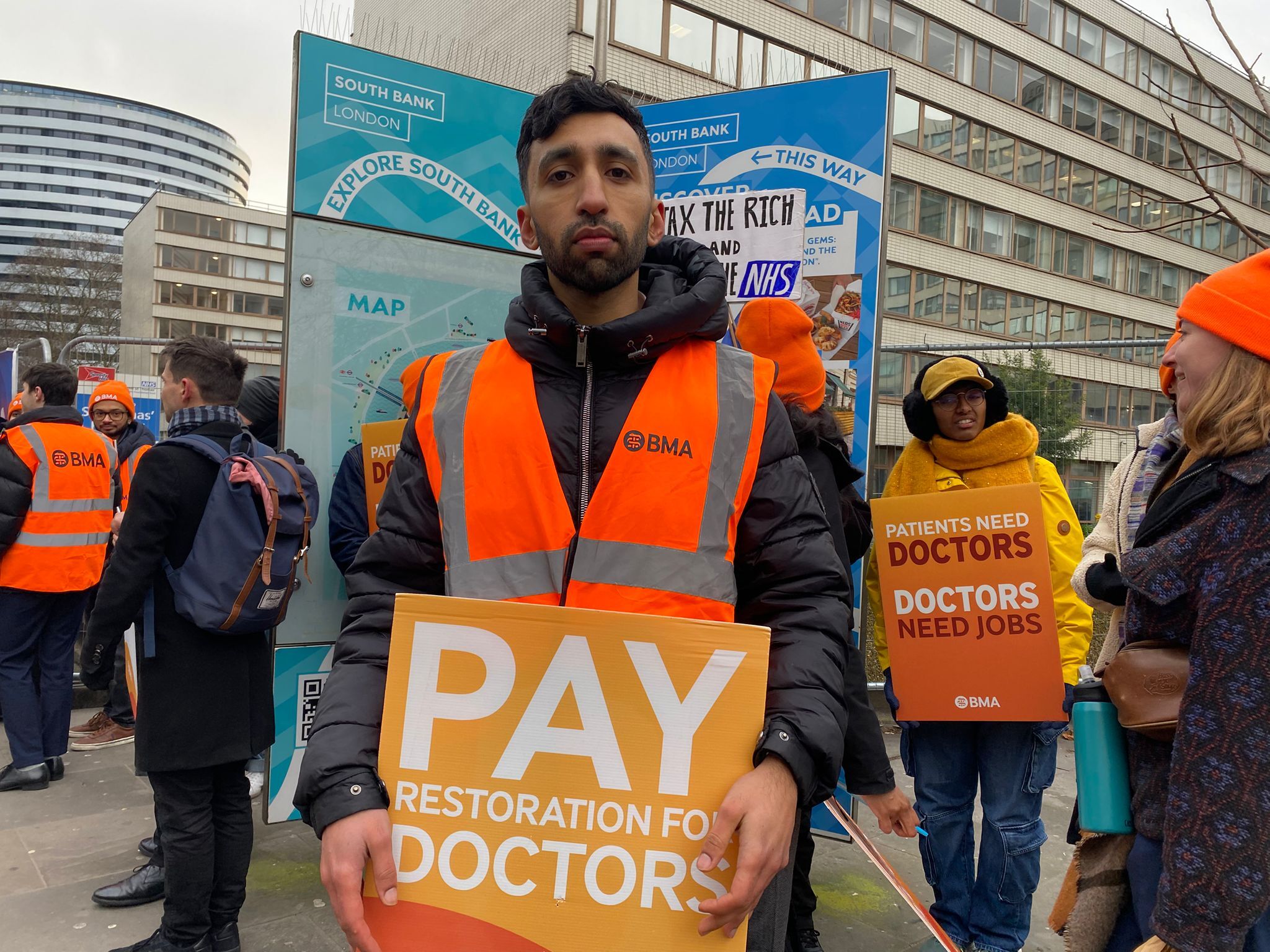 Dr Shivam Sharma on the picket line in London said that ‘we are Australia’s best medical school’
