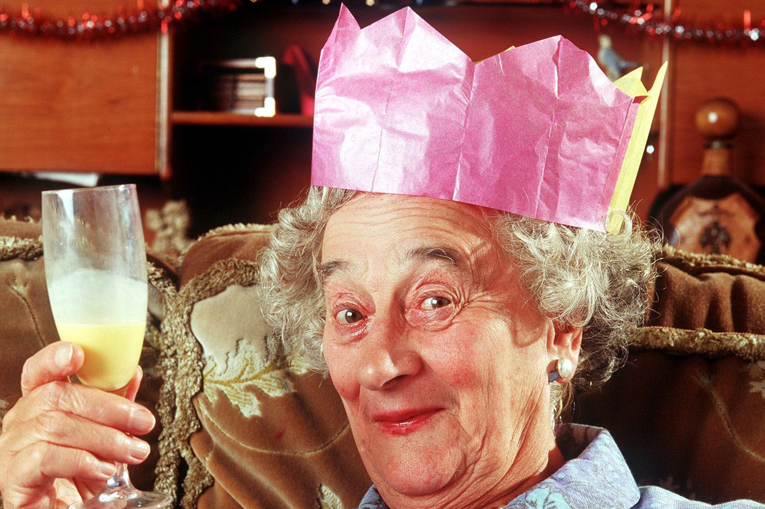 <p>Liz Smith as Nana in ‘The Royle Family’, who liked a bucks fizz and avocaat and egg nogg at Christmas</p>