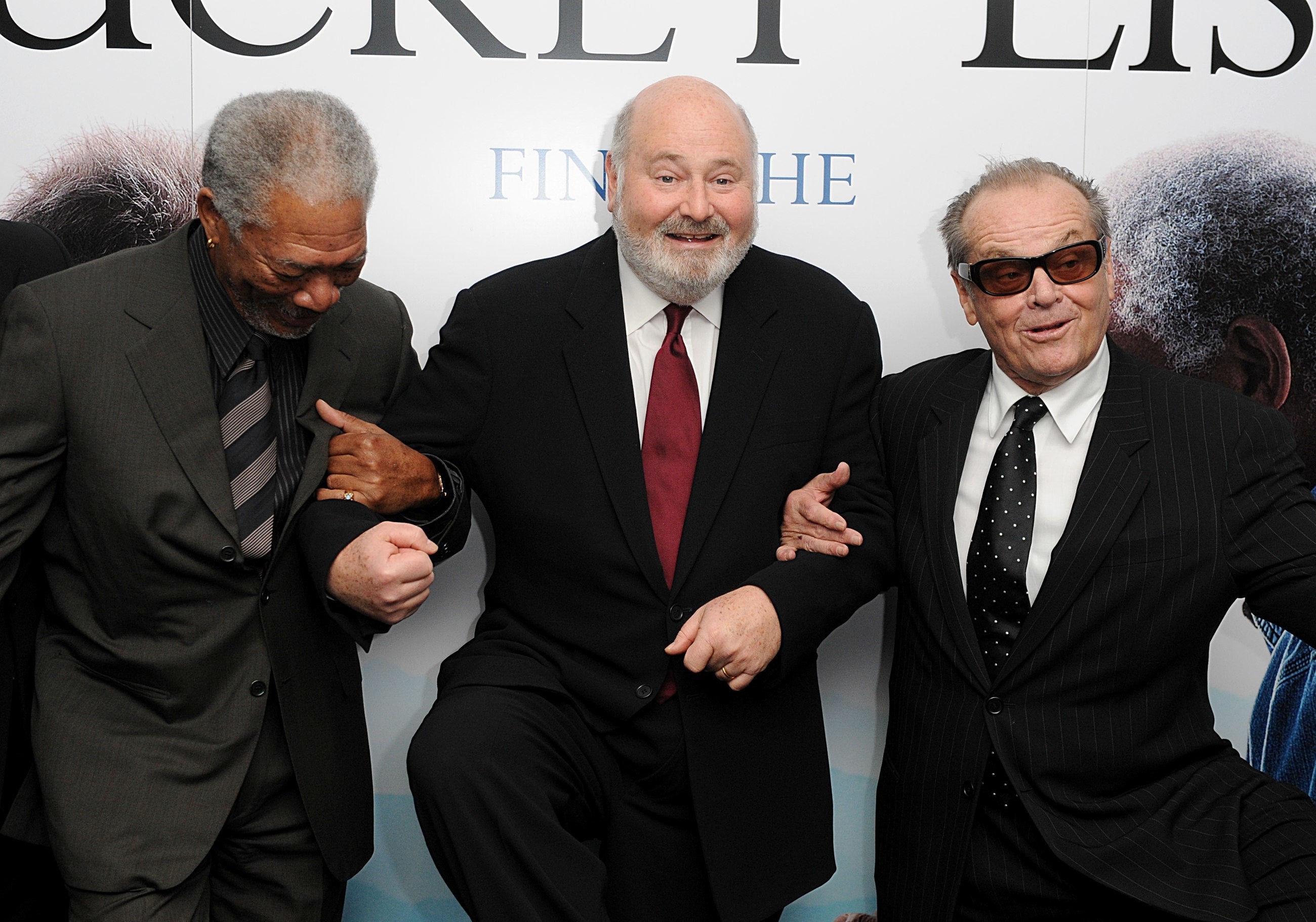 Rob Reiner, centre, with and Morgan Freeman and Jack Nicholson