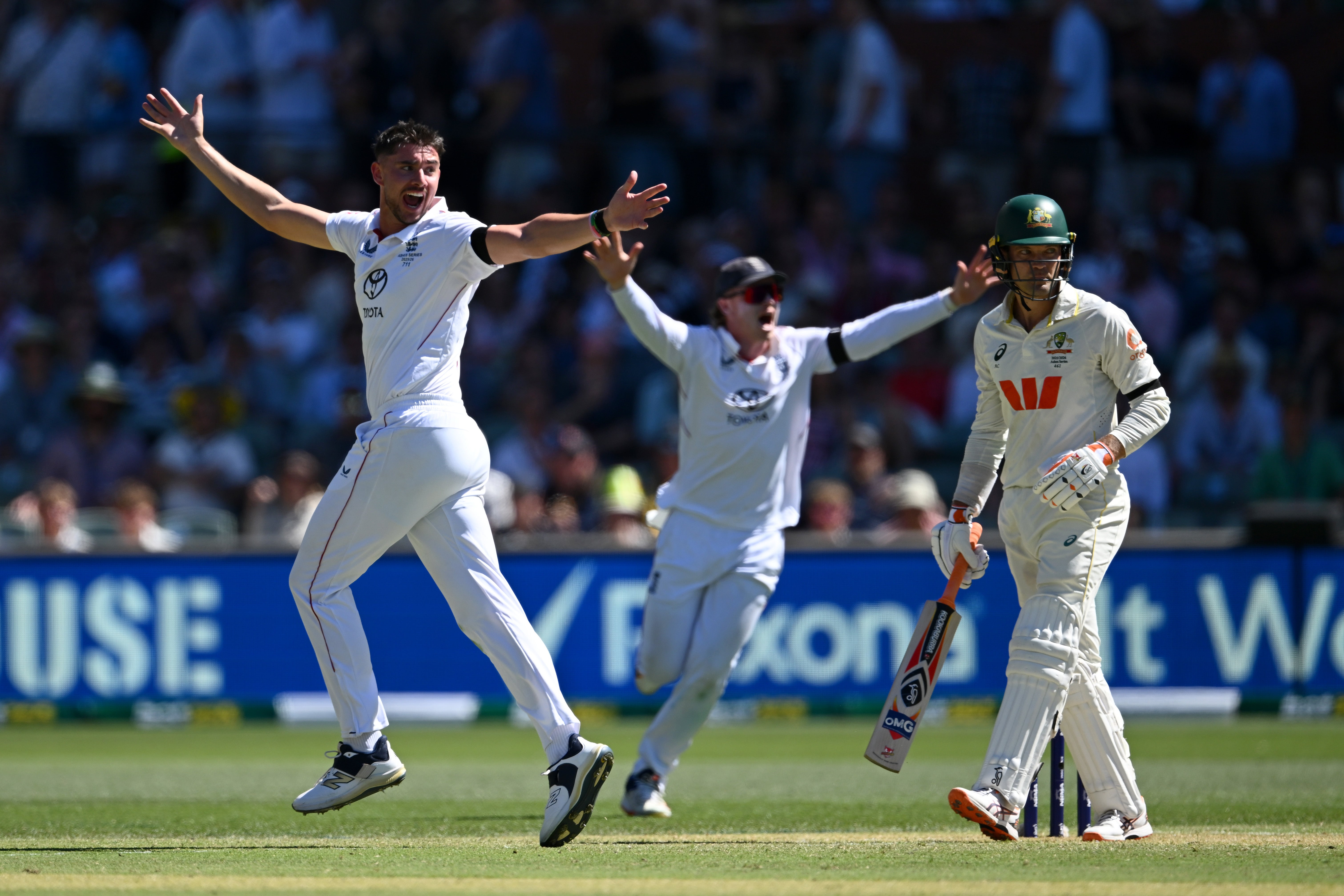 Josh Tongue, left, proved to be England’s best bowler in Australia