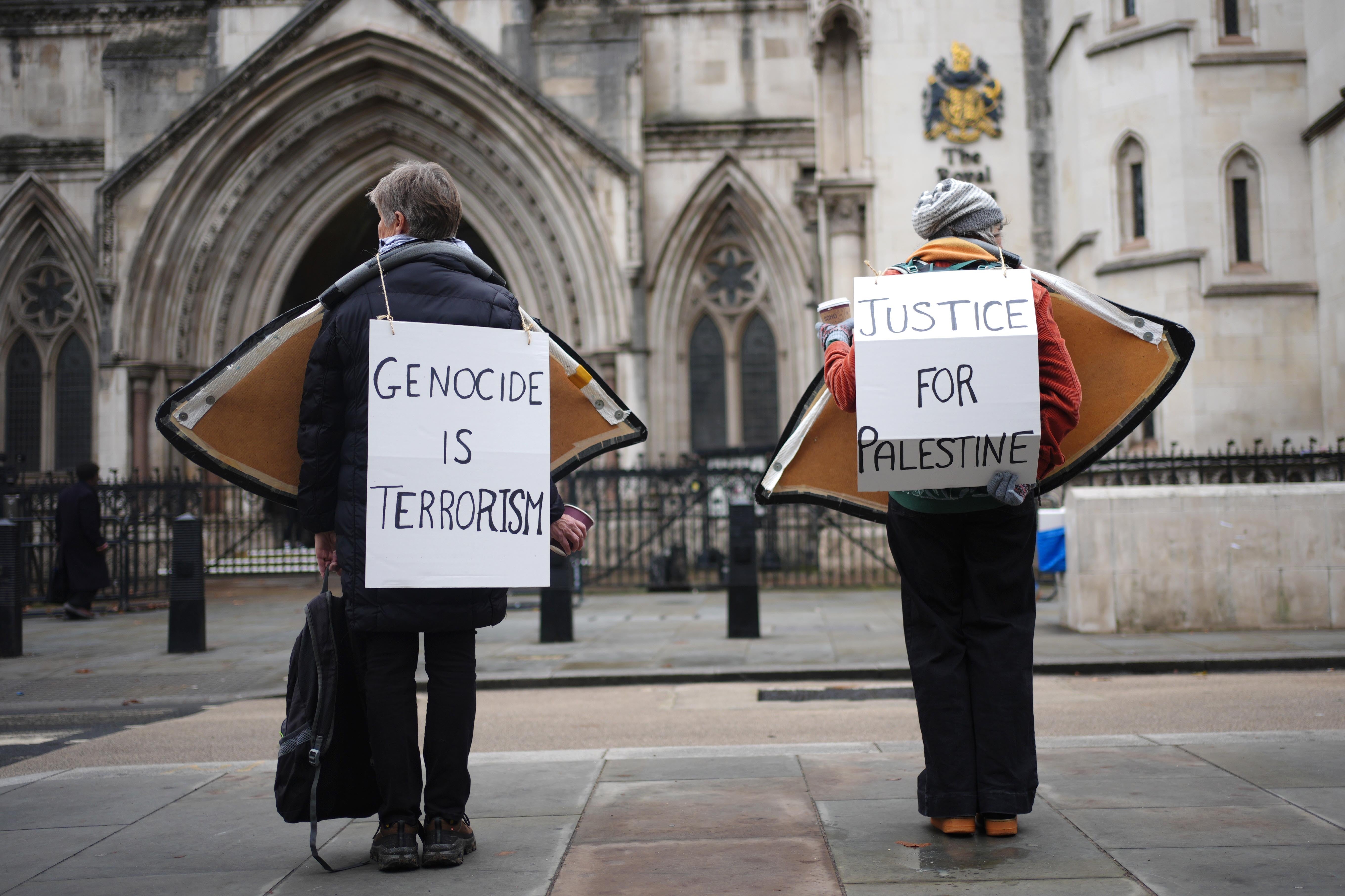 Campaigners outside the Royal Courts of Justice
