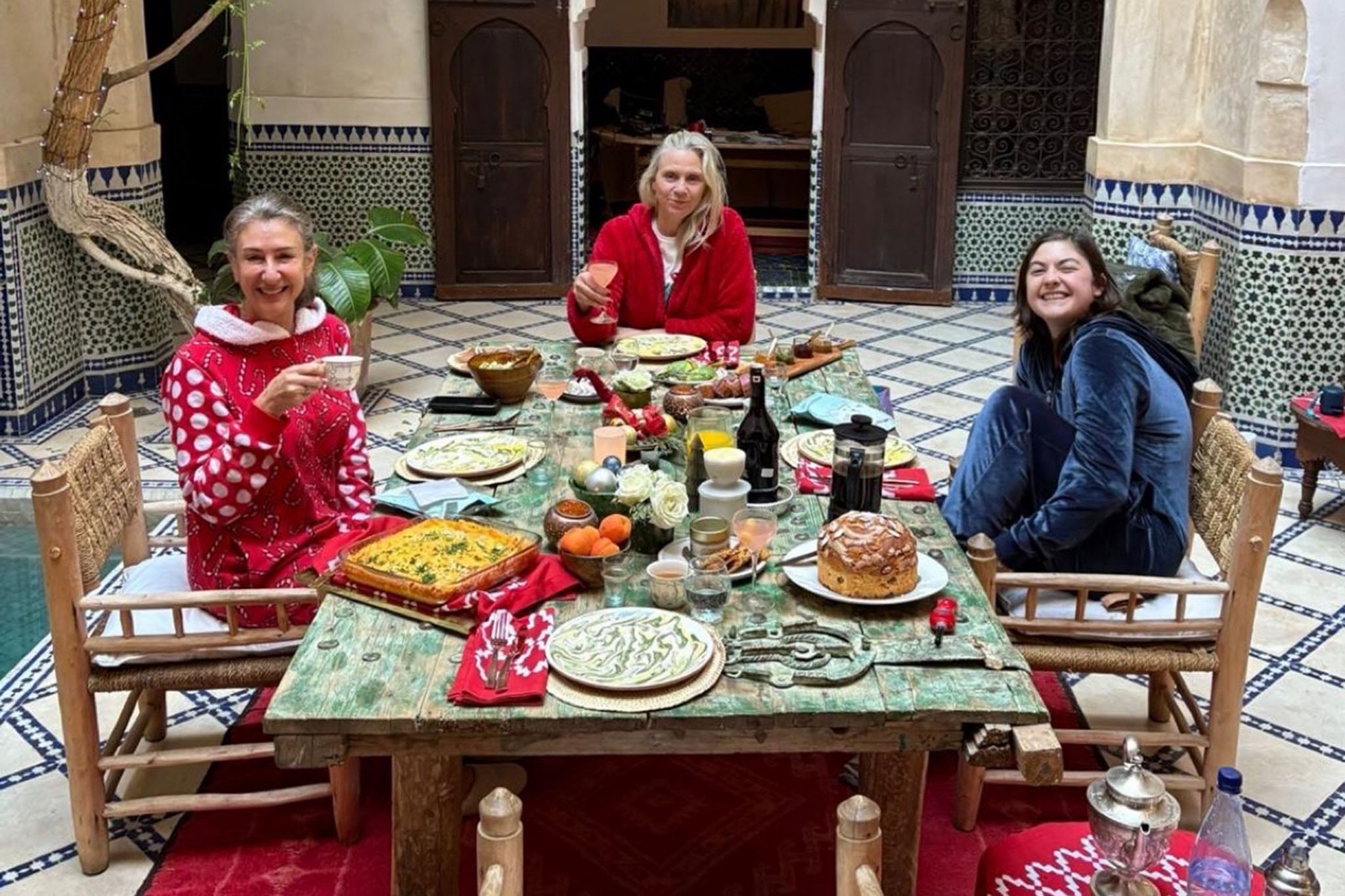 Jane Green with her friend and her daughter’s friend last Christmas