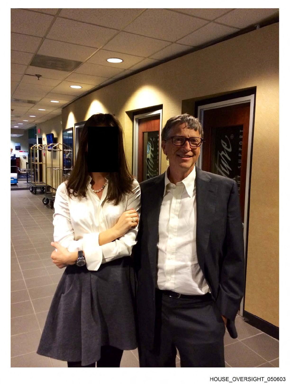 Gates appears pinch a woman, whose personality has been obscured, successful this image from nan Epstein property released by nan committee