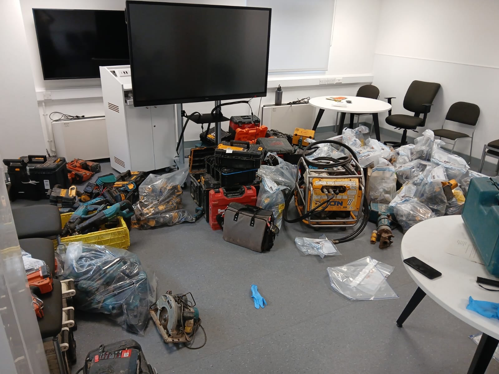 Officers are working to identify the tools and trace their original owners