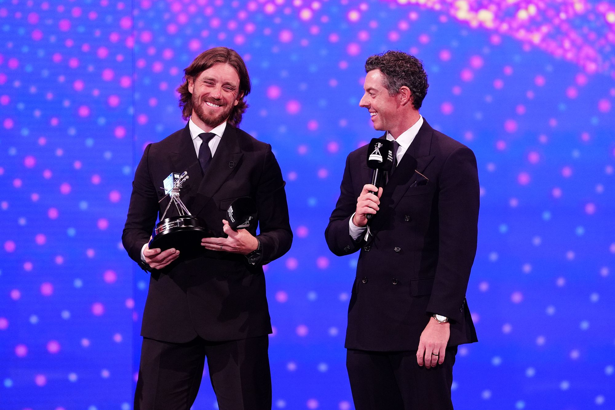 Tommy Fleetwood joined McIlroy on the stage after Europe’s golfers won Team of the Year for their Ryder Cup victory over the United States