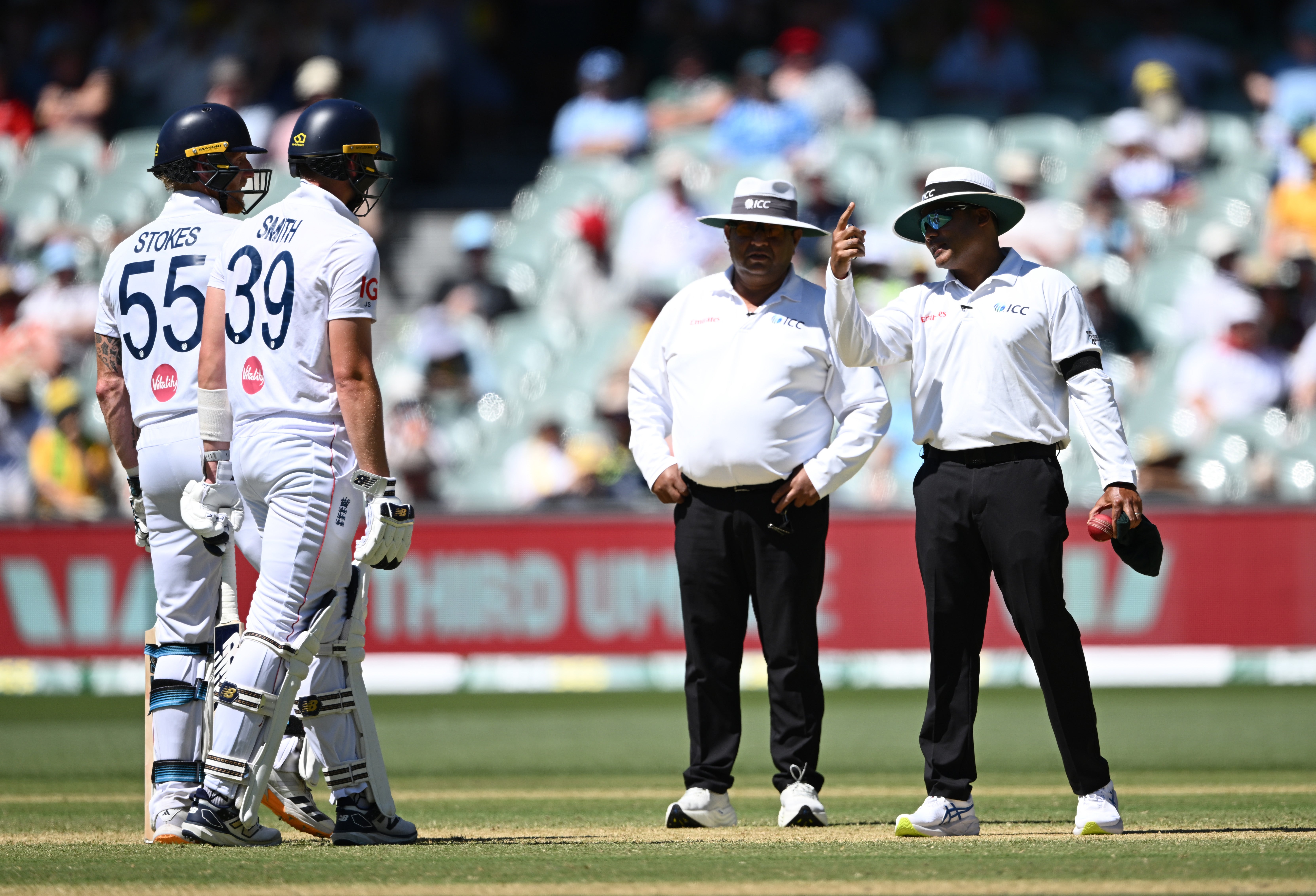 The umpires sent the decision over Jamie Smith’s wicket to the third umpire