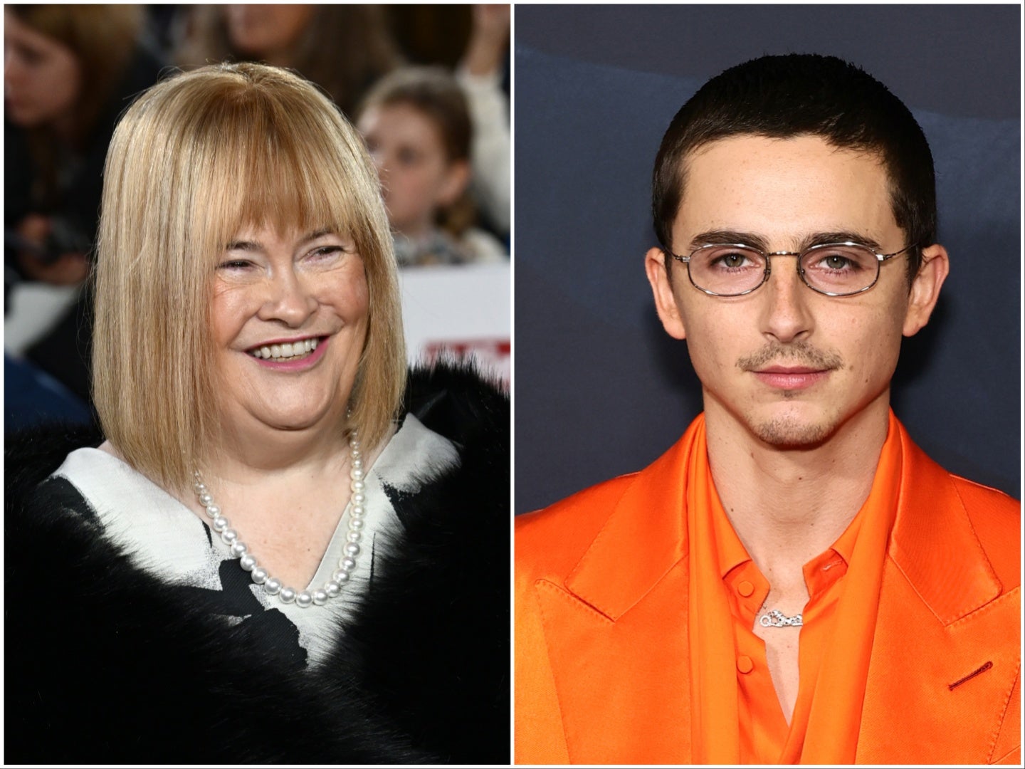 <p>Susan Boyle and Timothee Chalamet</p>