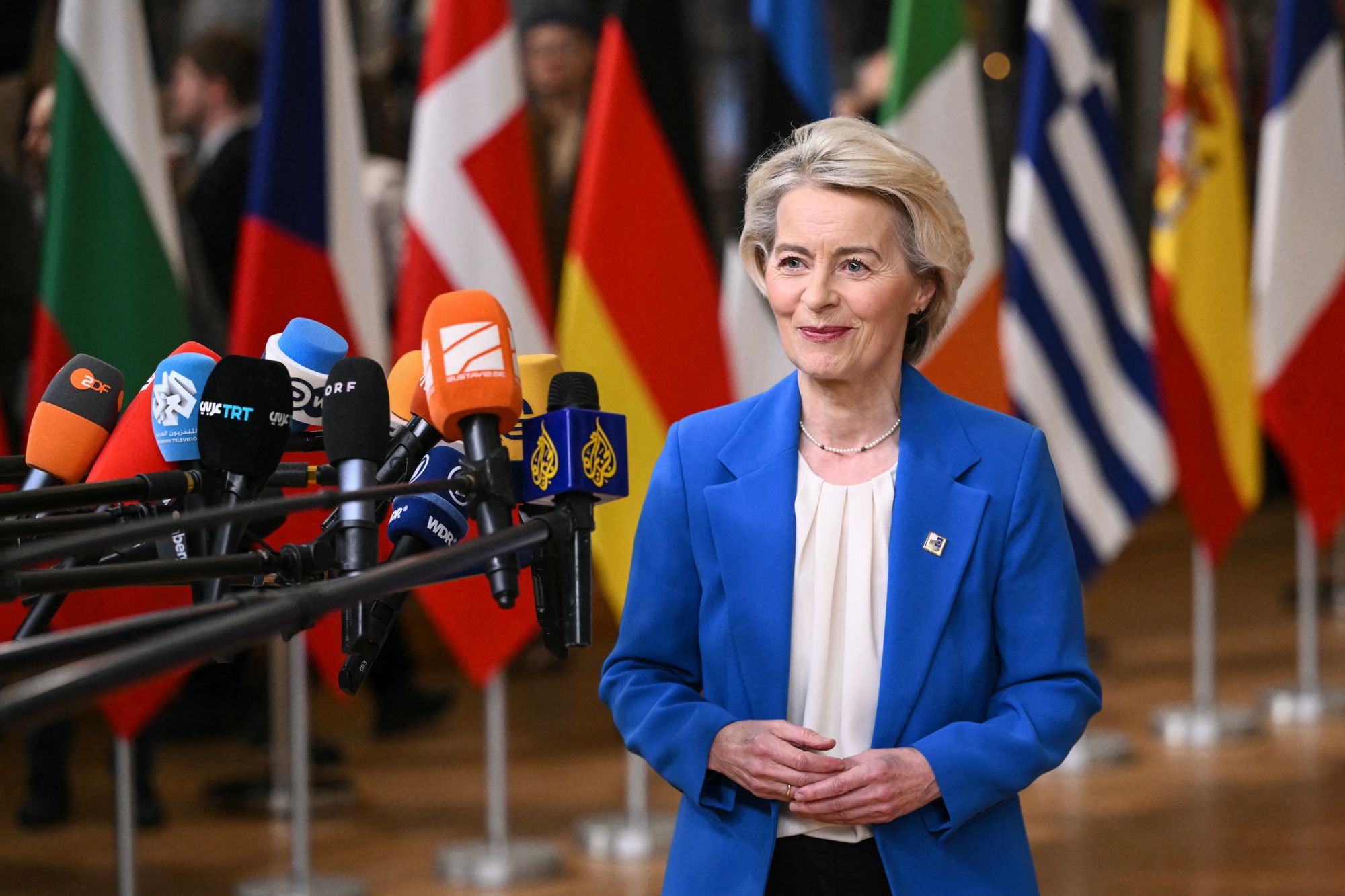 EU Commission president Ursula von der Leyen vowed to face the tariffs with ‘steadiness and resolve’