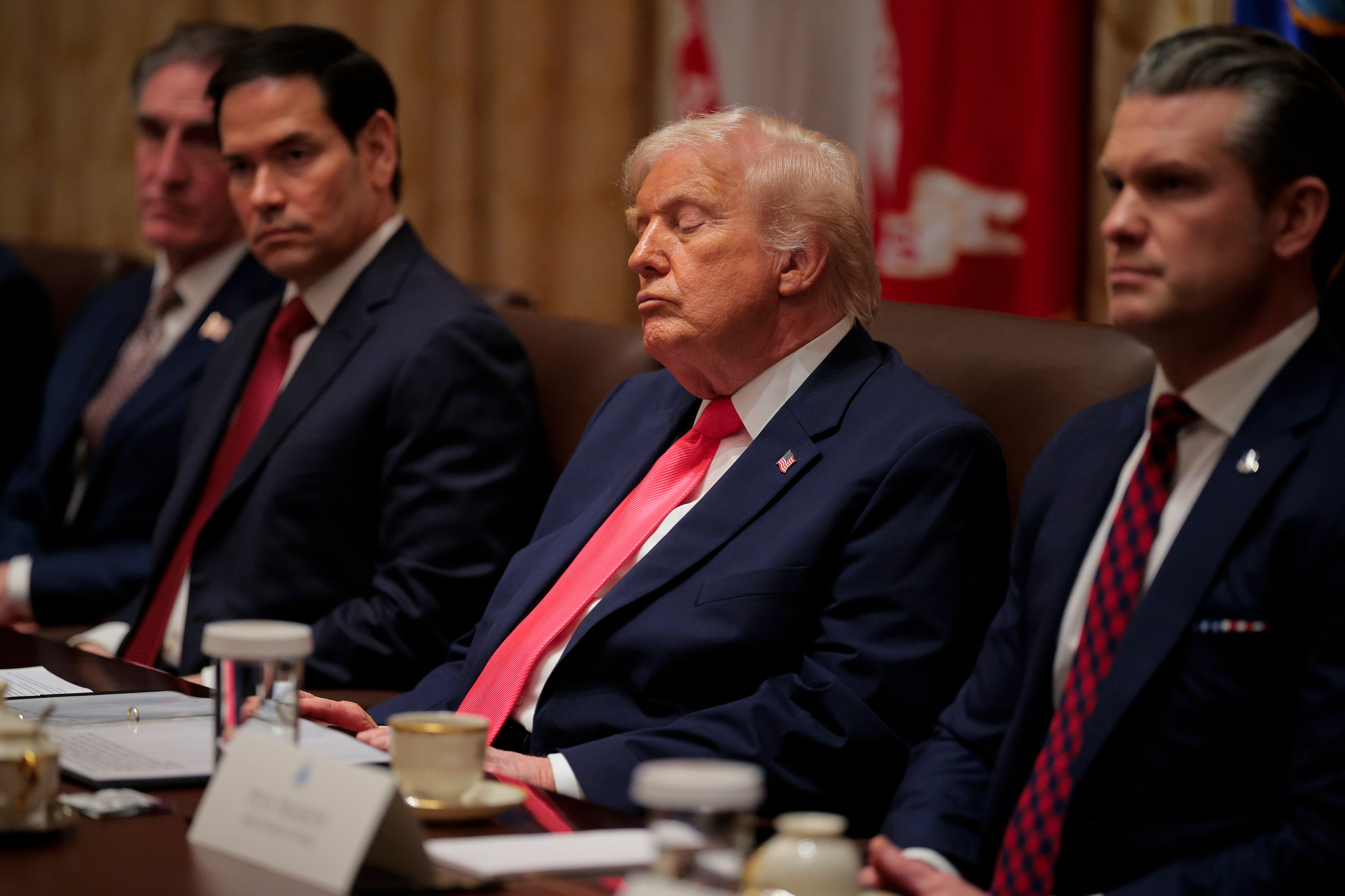 <p>Trump appeared to fall asleep at a Cabinet meeting earlier this month. But he told the <em>Wall Street Journa</em>l that he is sometimes caught blinking by photographers</p>
