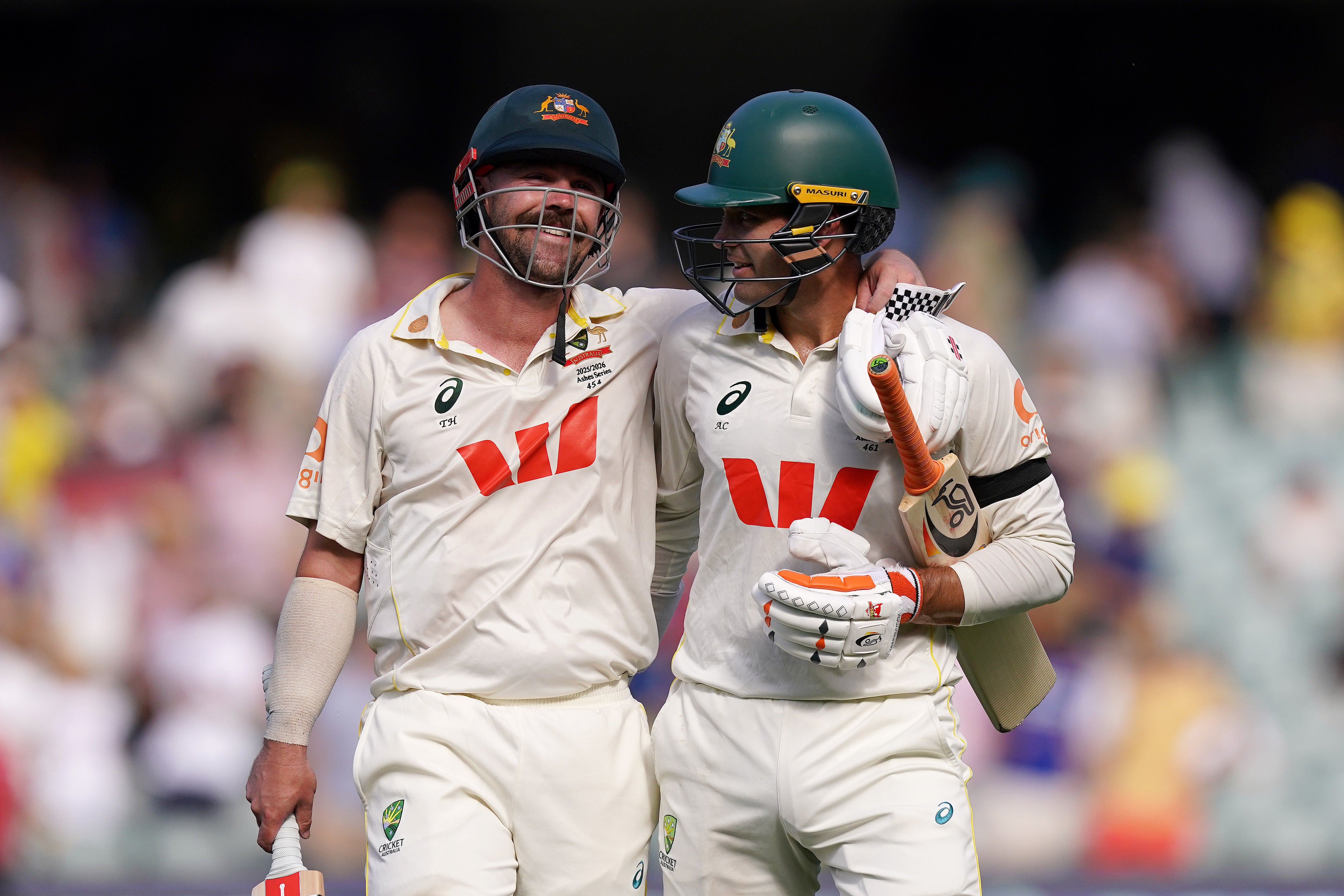 Head, left, and Alex Carey have put Australia in control in Adelaide (Robbie Stephenson/PA)