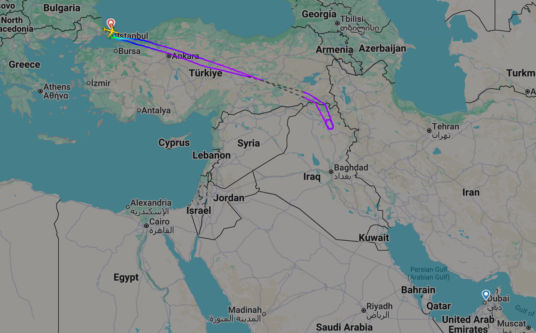 Flight to nowhere: Turkish Airlines trip from Istanbul to Dubai which returned to Istanbul