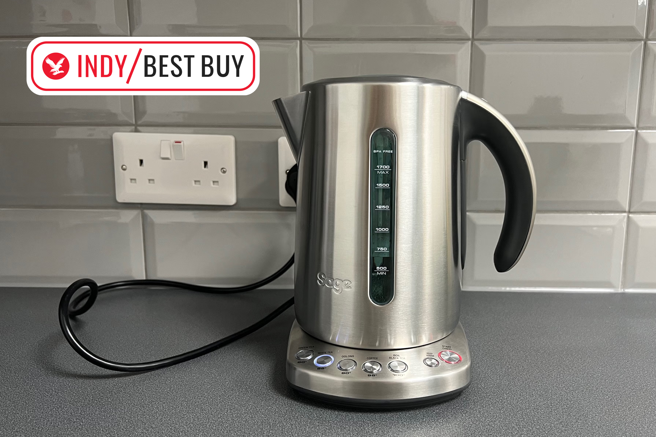 sage smart kettle with best buy logo