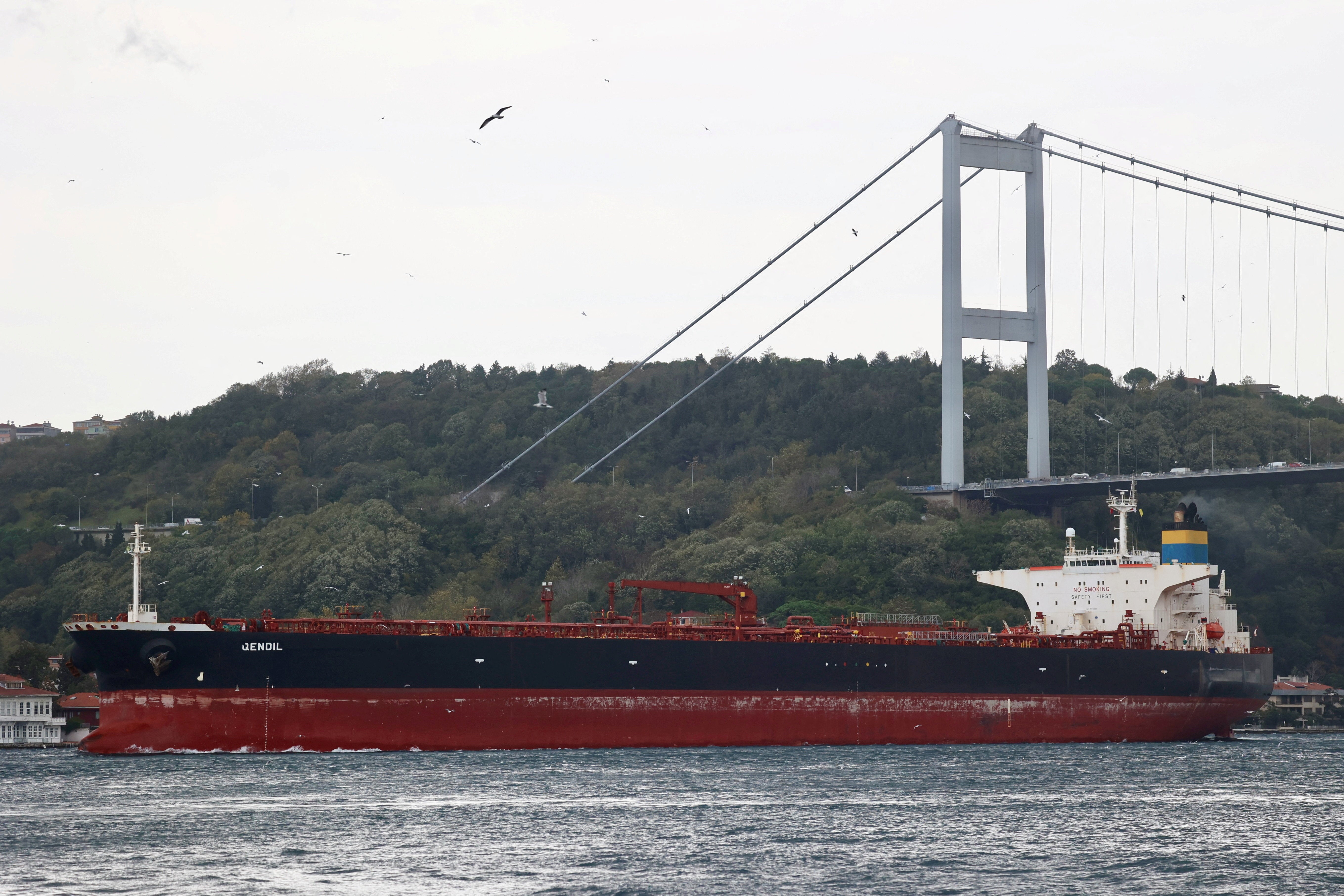 Crude oil tanker Qendil on the Bosphorus in Istanbul (file image)