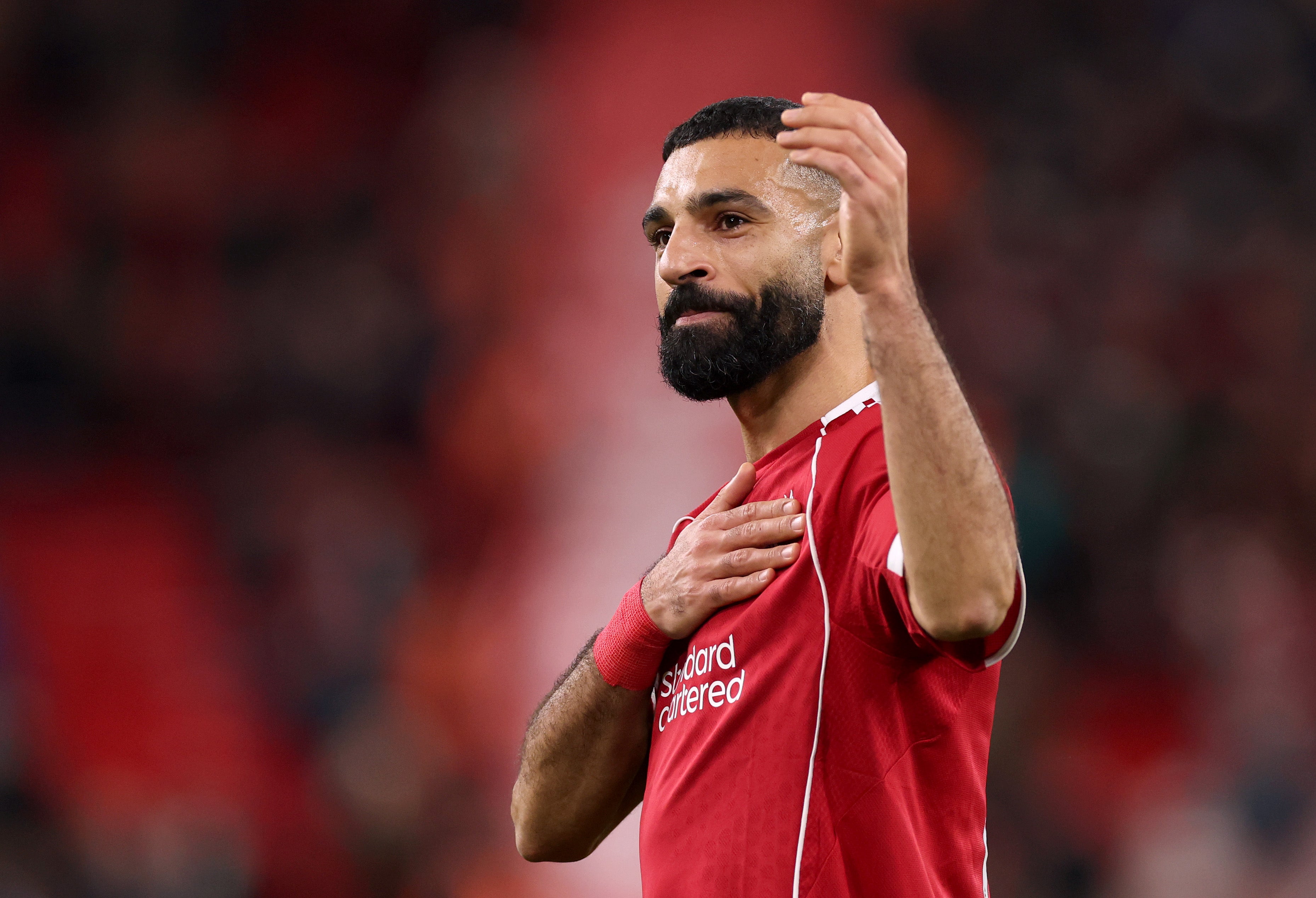 Salah appeared to thank the Liverpool supporters for their support after returning to the team for the win against Brighton