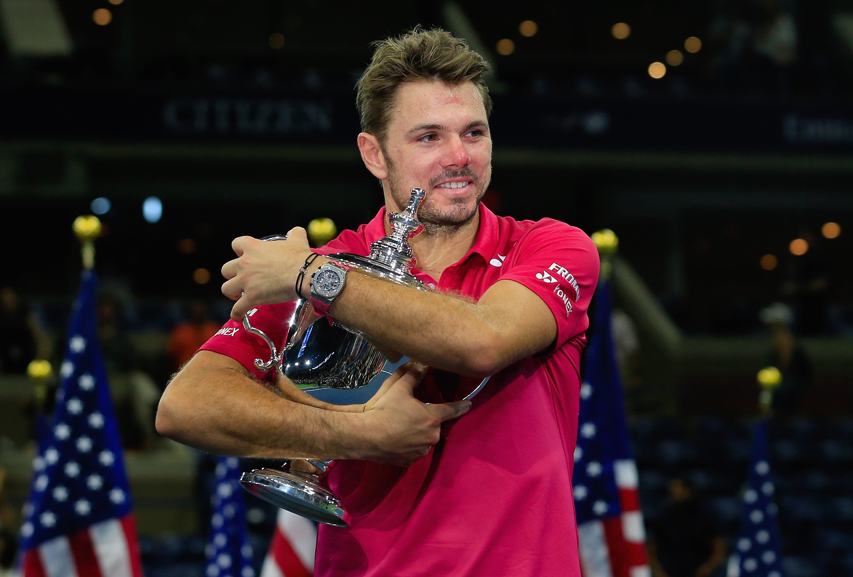 Stan Wawrinka with the US Open trophy after beating Novak Djokovic