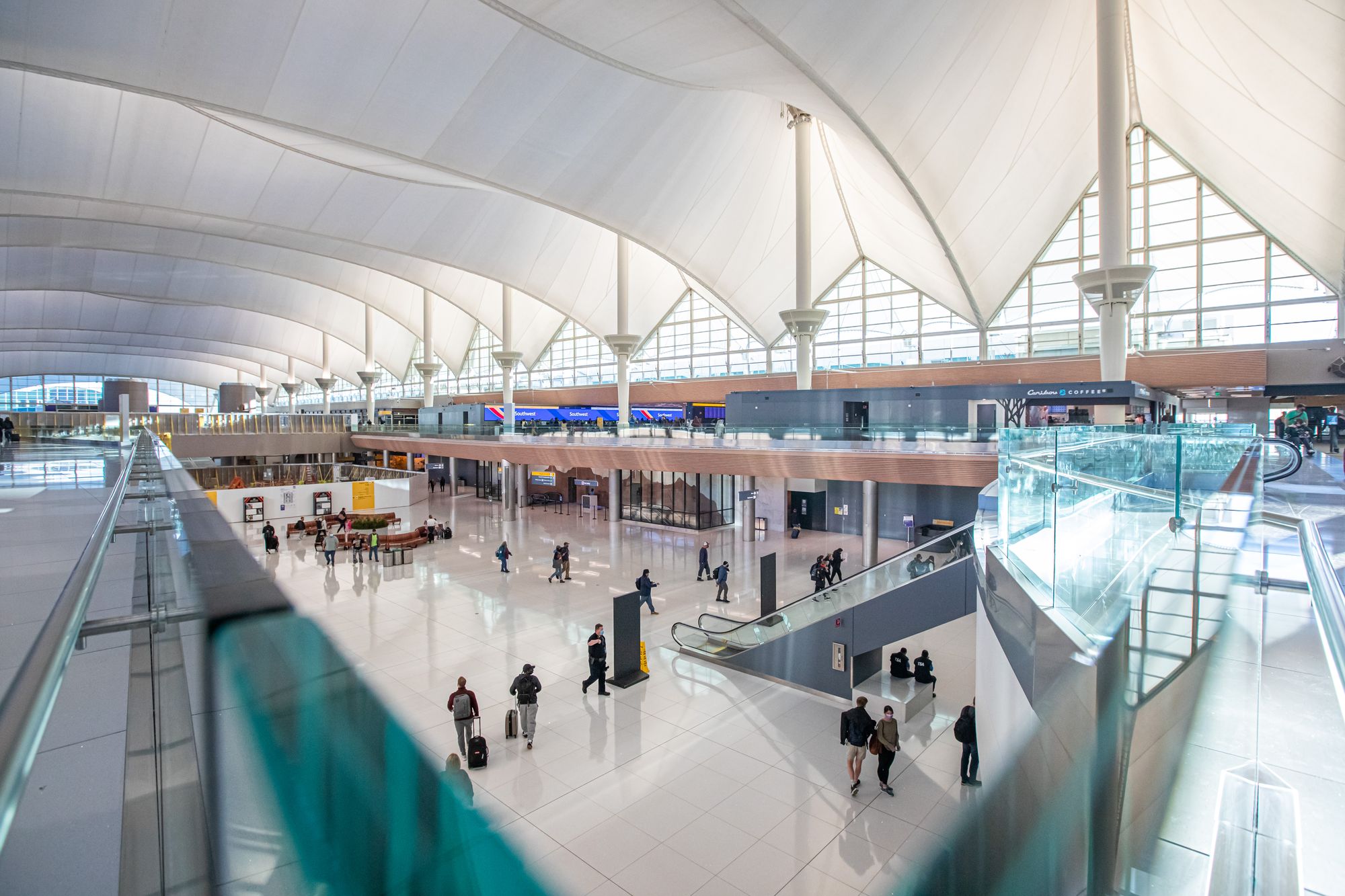 Denver International Airport has a tented design that mimics the Rocky mountains