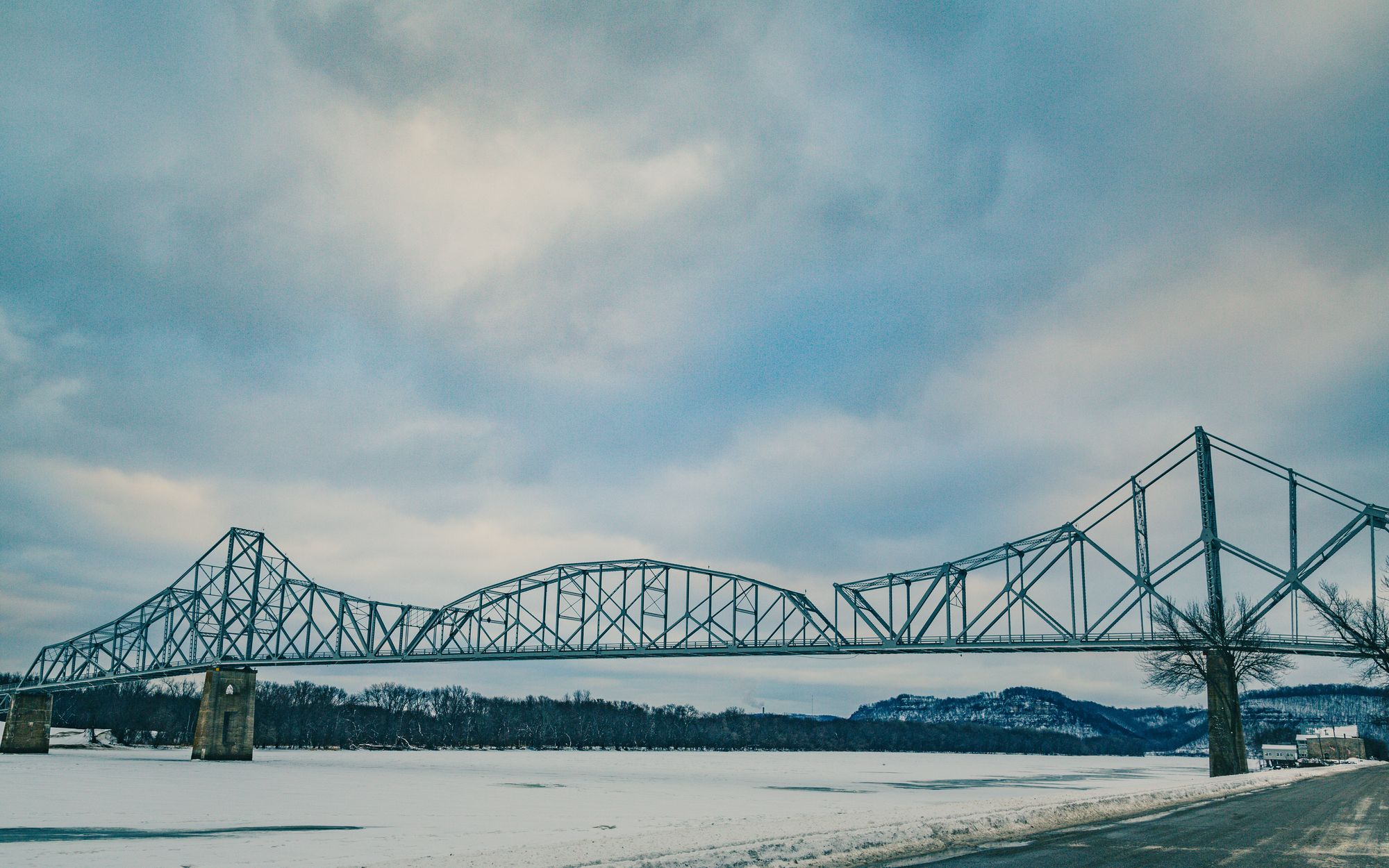 The Black Hawk Bridge crosses the Mississippi River from Lansing Iowa to rural Crawford County near De Soto, Wisconsin.