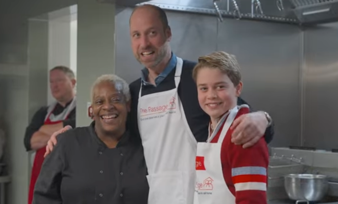 <p>Prince George joins William on a visit to The Passage homeless shelter to make Christmas lunch</p>