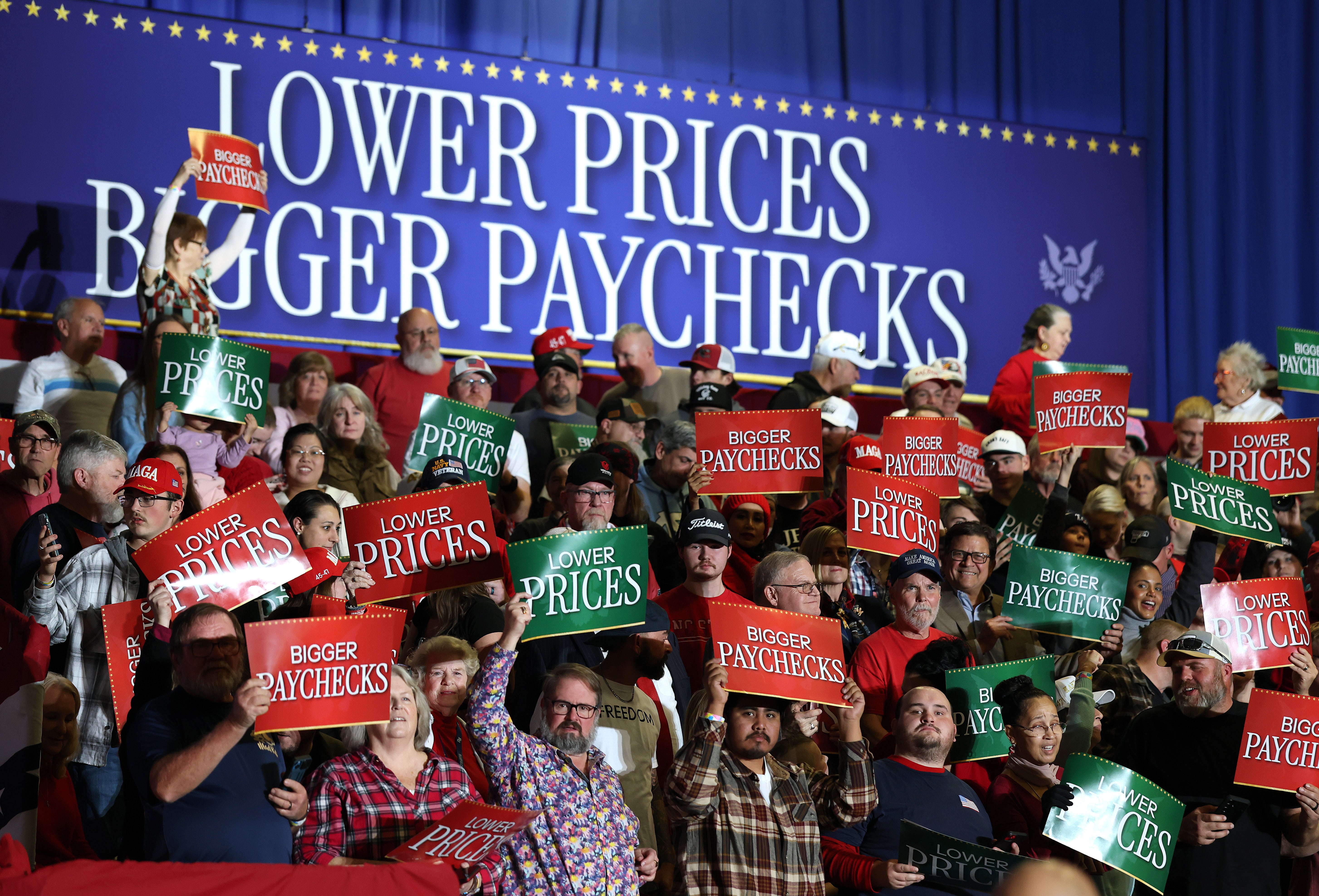 Donald Trump rallied on an economic message in December at a rally in North Carolina