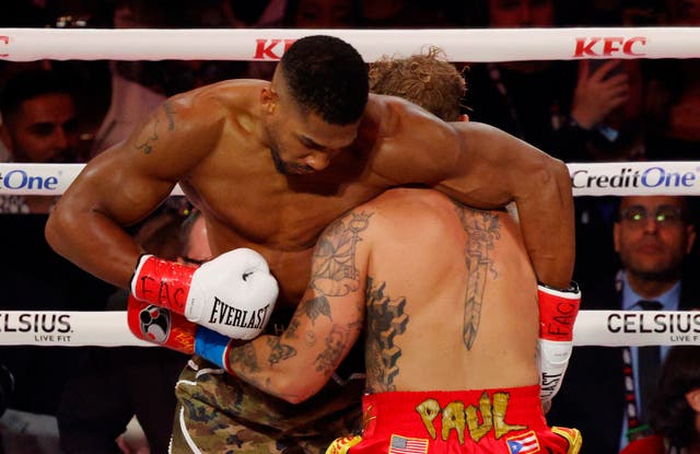 <p>Anthony Joshua stopped Jake Paul in their boxing match on Friday,</p>