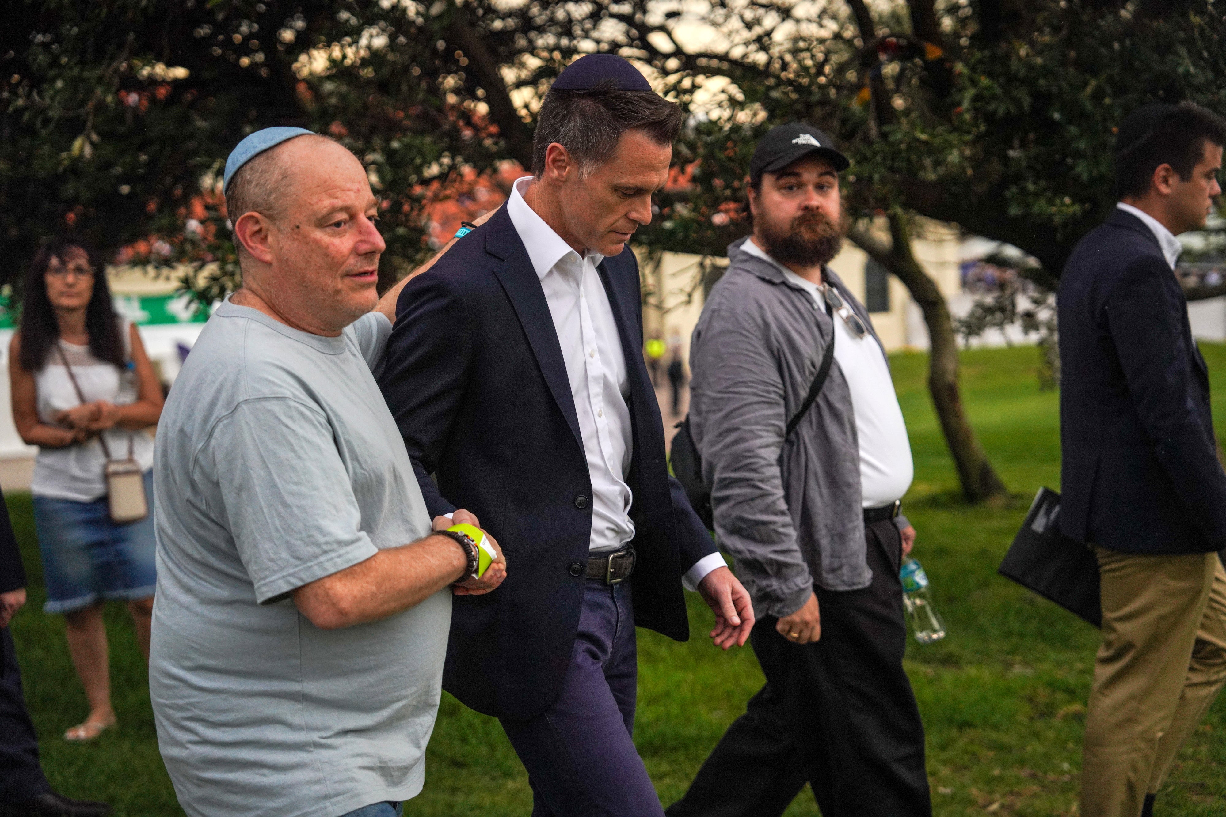 NSW Premier Chris Minns arrives for a memorial for the victims of the mass shooting that took place last week at Bondi Beach