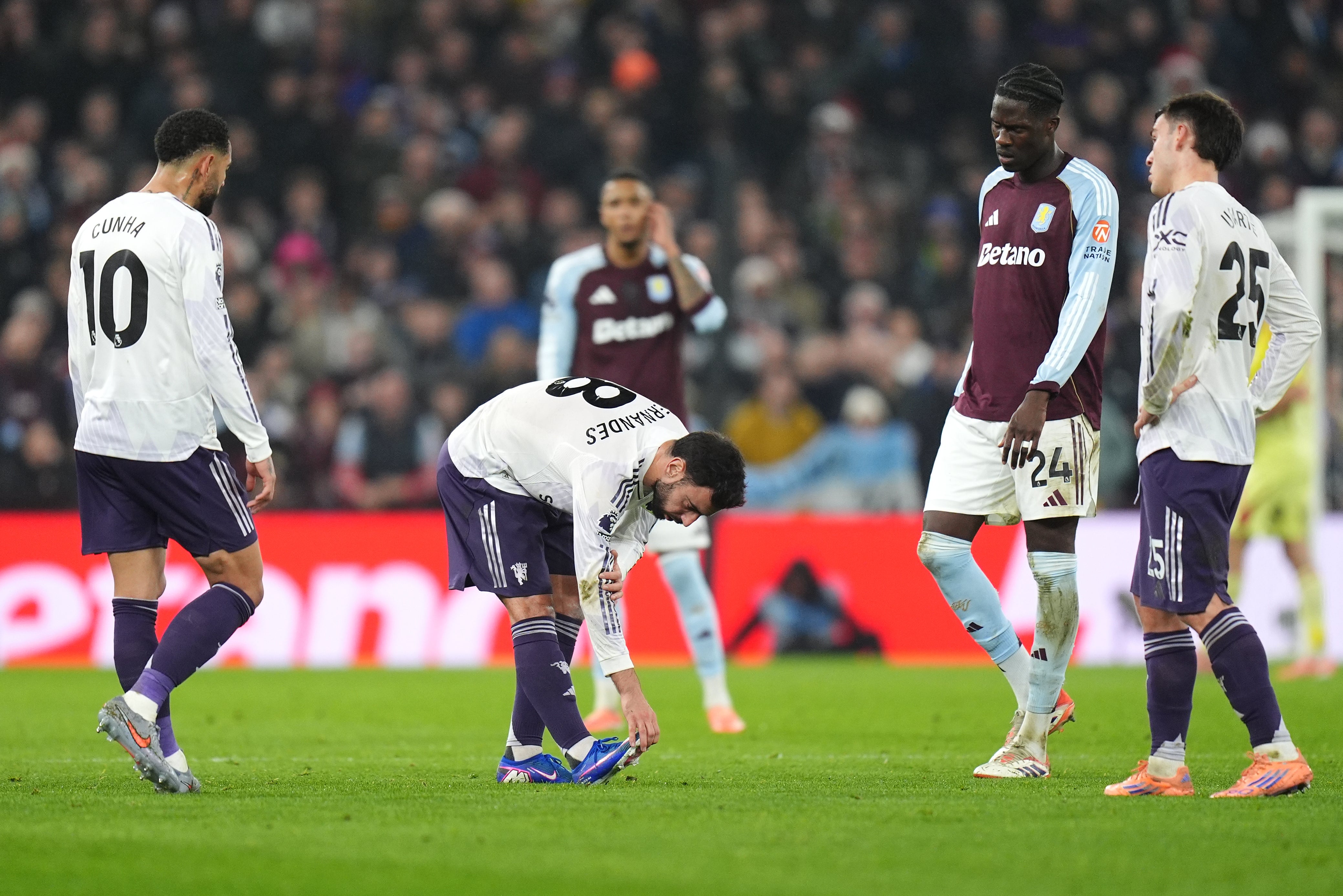 An injured Bruno Fernandes was replaced at half-time