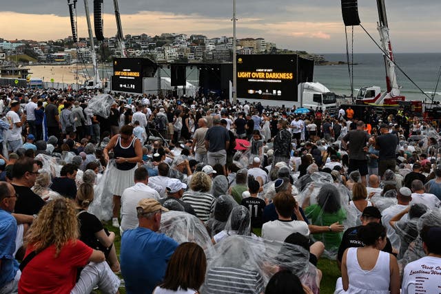 <p>Mourners attend the memorial held for the victims of a shooting at Bondi Beach in Sydney on December 21, 2025</p>
