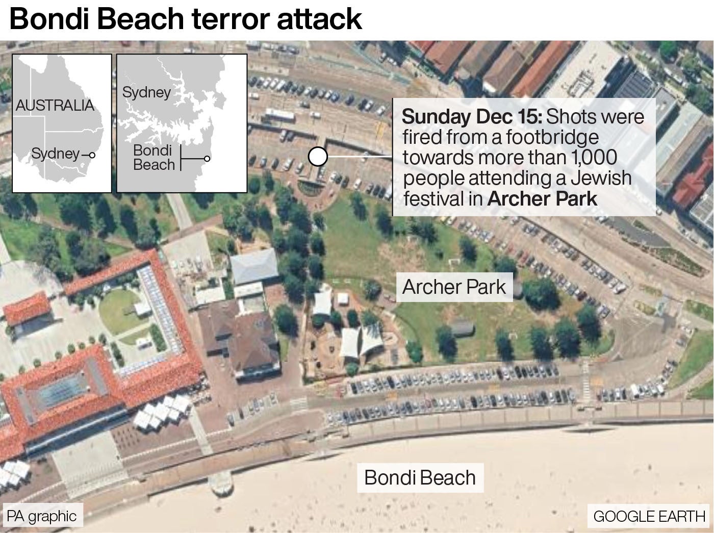 The location of the Bondi Beach terror attack