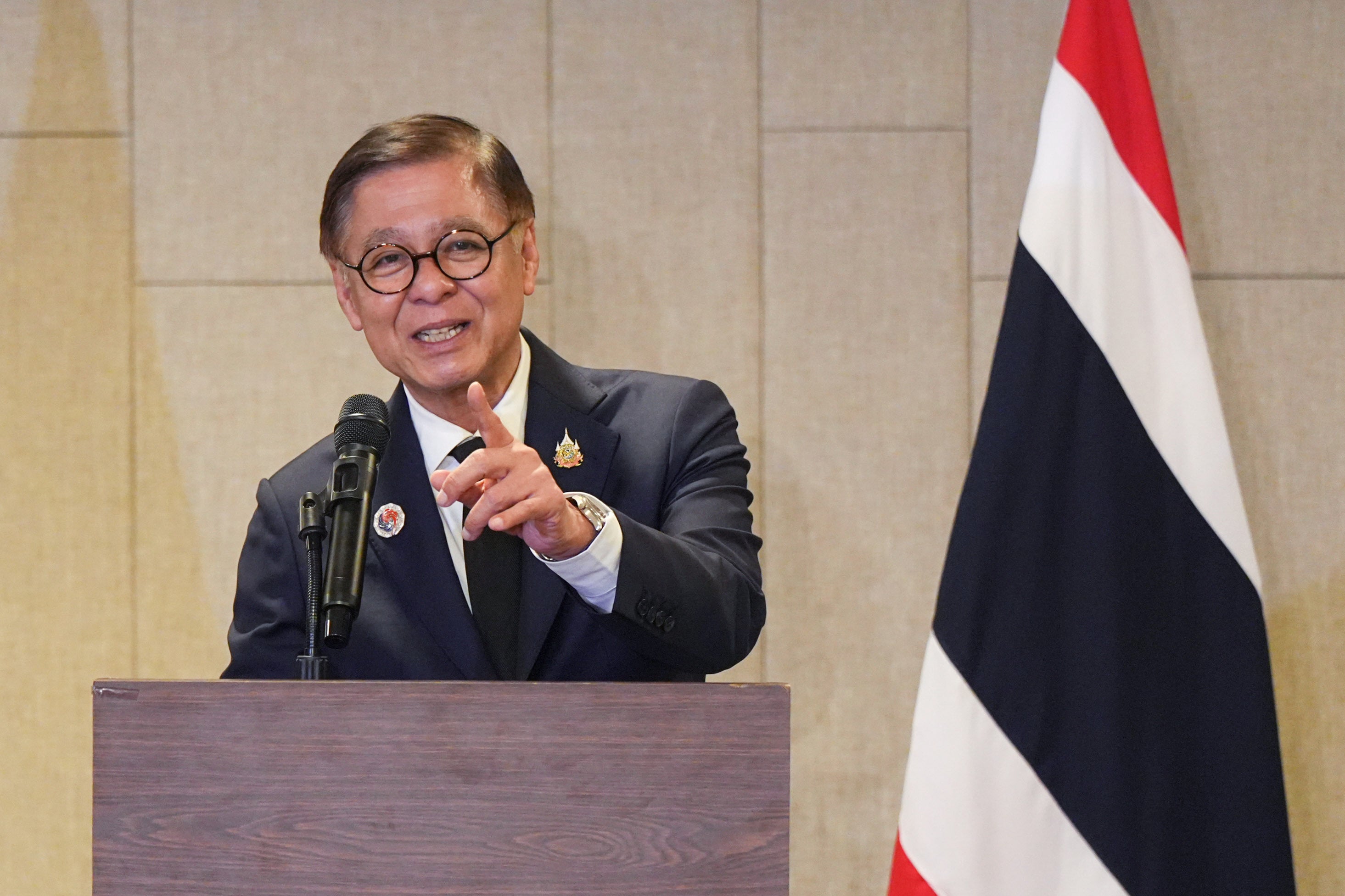Thailand's foreign minister Sihasak Phuangketkeow speaks during a news conference in Kuala Lumpur, Malaysia
