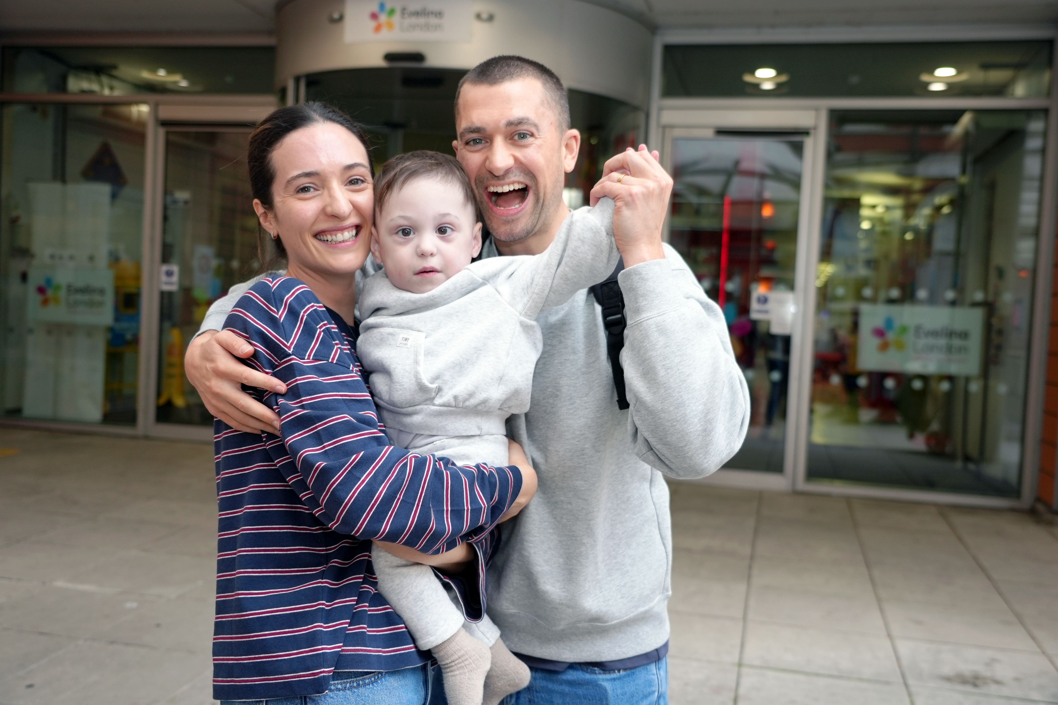 Bertie Melly, pictured with his parents Phoebe and Callum, spent 18 months in hospital after being born prematurely in May 2024 (Guy’s and St Thomas’ NHS Foundation Trust/PA)