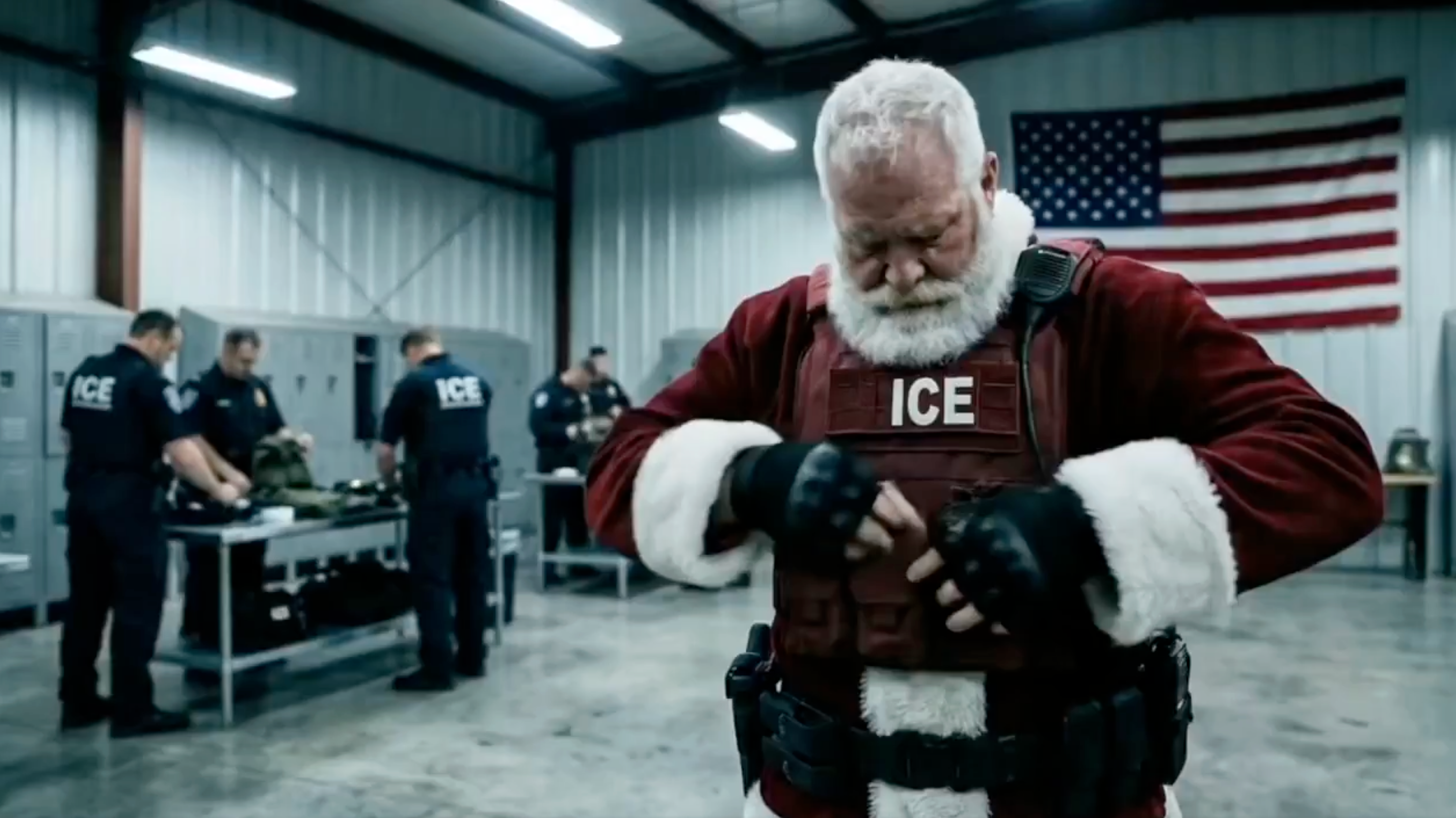 <p>The video encourages undocumented immigrants to ‘avoid Santa’s naughty list’</p>