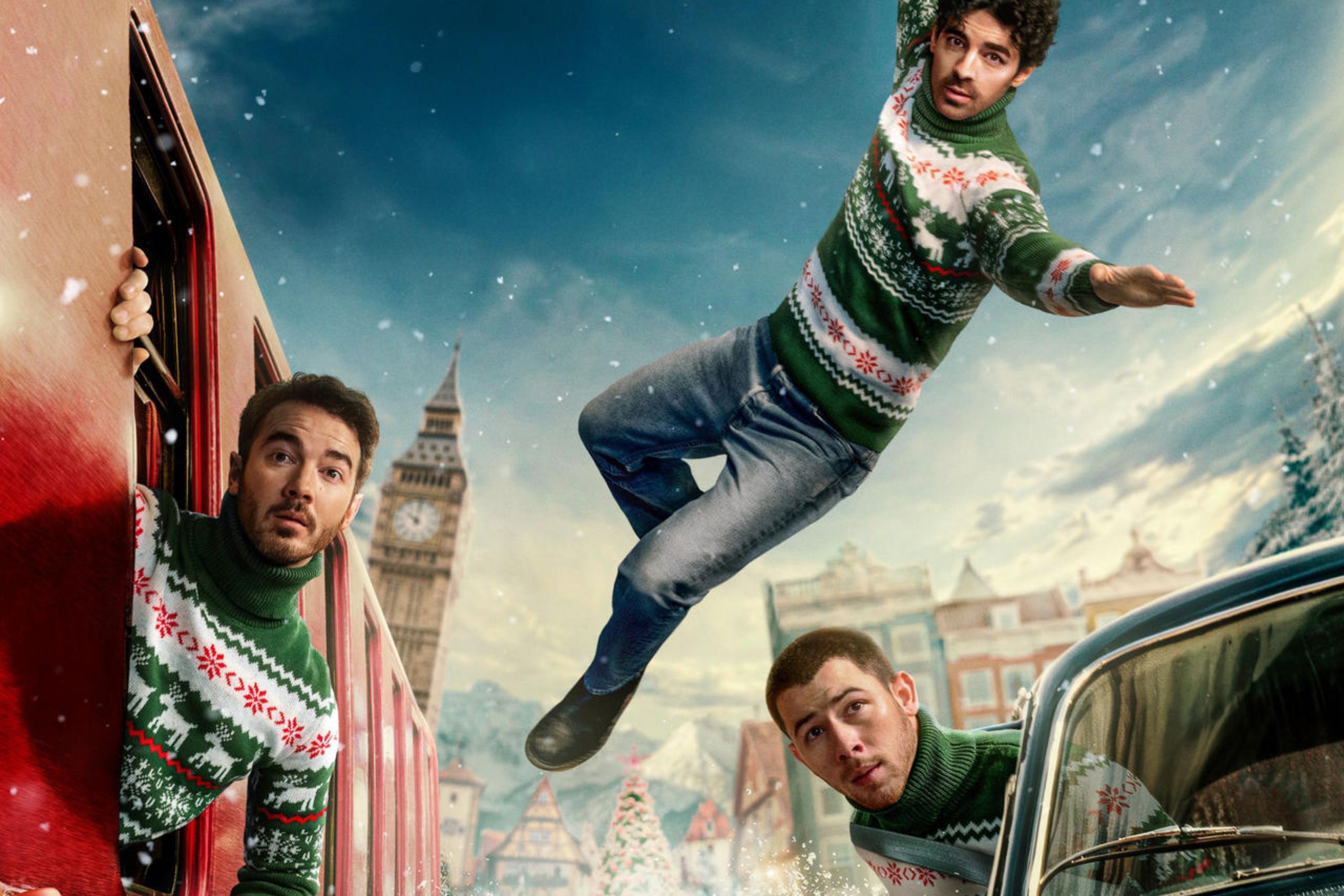 <p>In ‘A Very Jonas Christmas Movie’ the musical trio of brothers find themselves stuck in London</p>