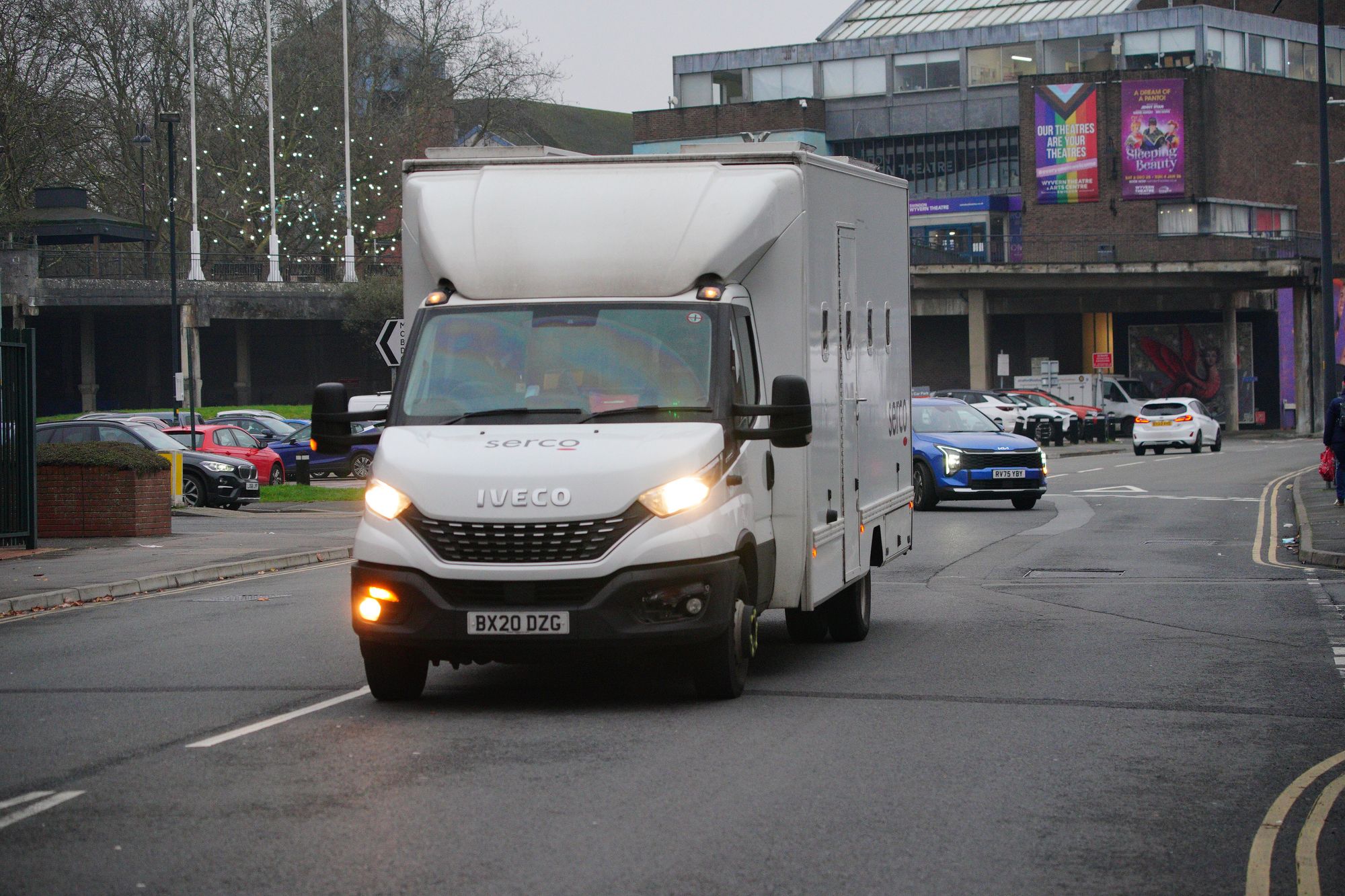 A prison van arrives at Swindon Magistrates’ Court, where Philip Young faced 56 charges including rape