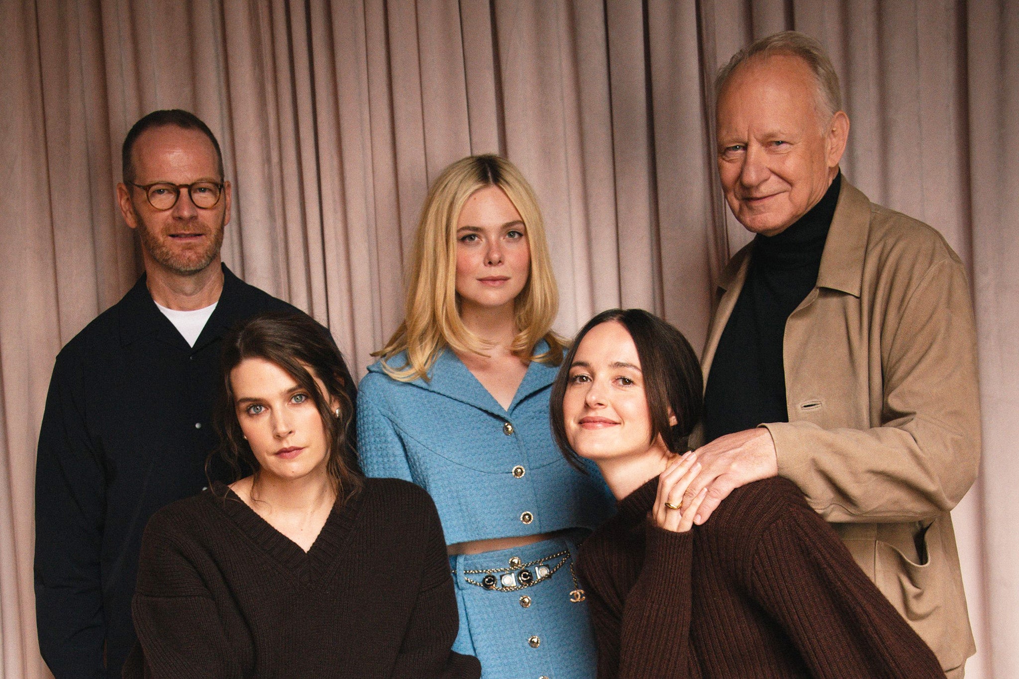 ‘Sentimental Value’ director Joachim Trier with his stars Inga Ibsdotter Lilleaas, Elle Fanning, Renate Reinsve and Stellan Skarsgård
