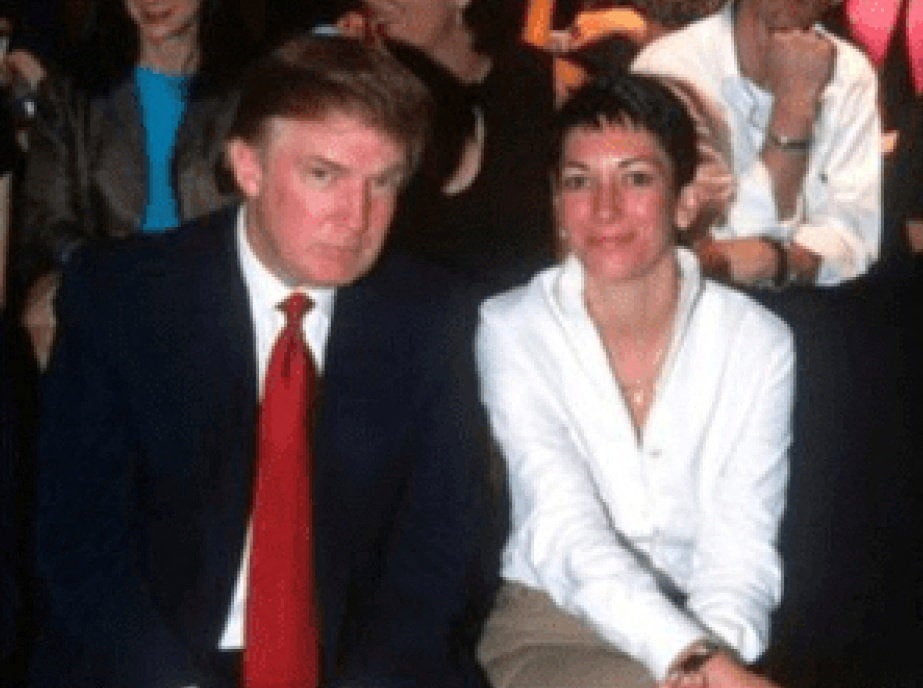 An undated and previously unseen image of Donald Trump and Ghislaine Maxwell published by the DOJ on Tuesday