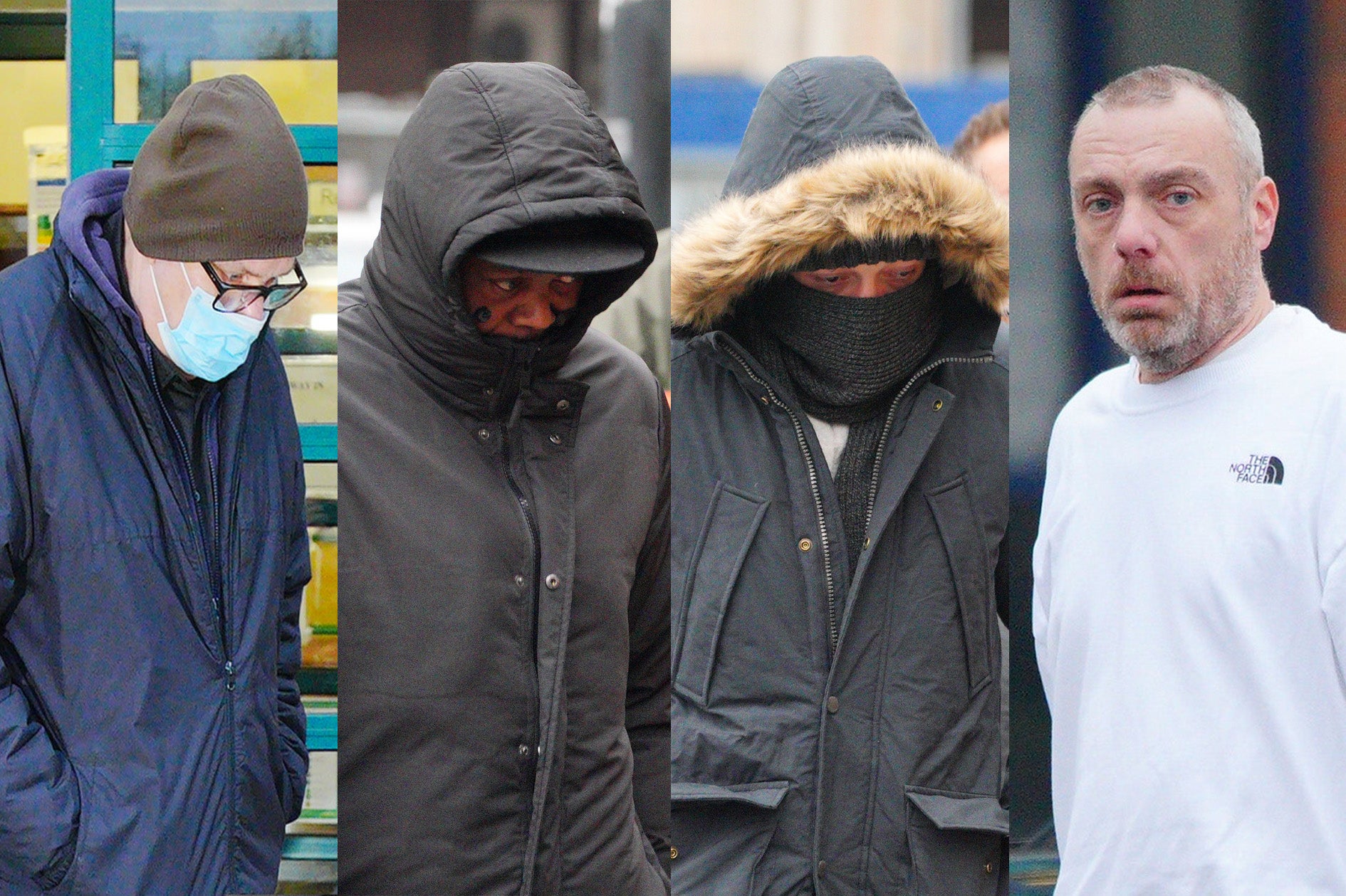 (Left to right) Richard Wilkins, Norman Macksoni, Conner Sanderson Doyle and Dean Hamilton outside Swindon Magistrates’ Court