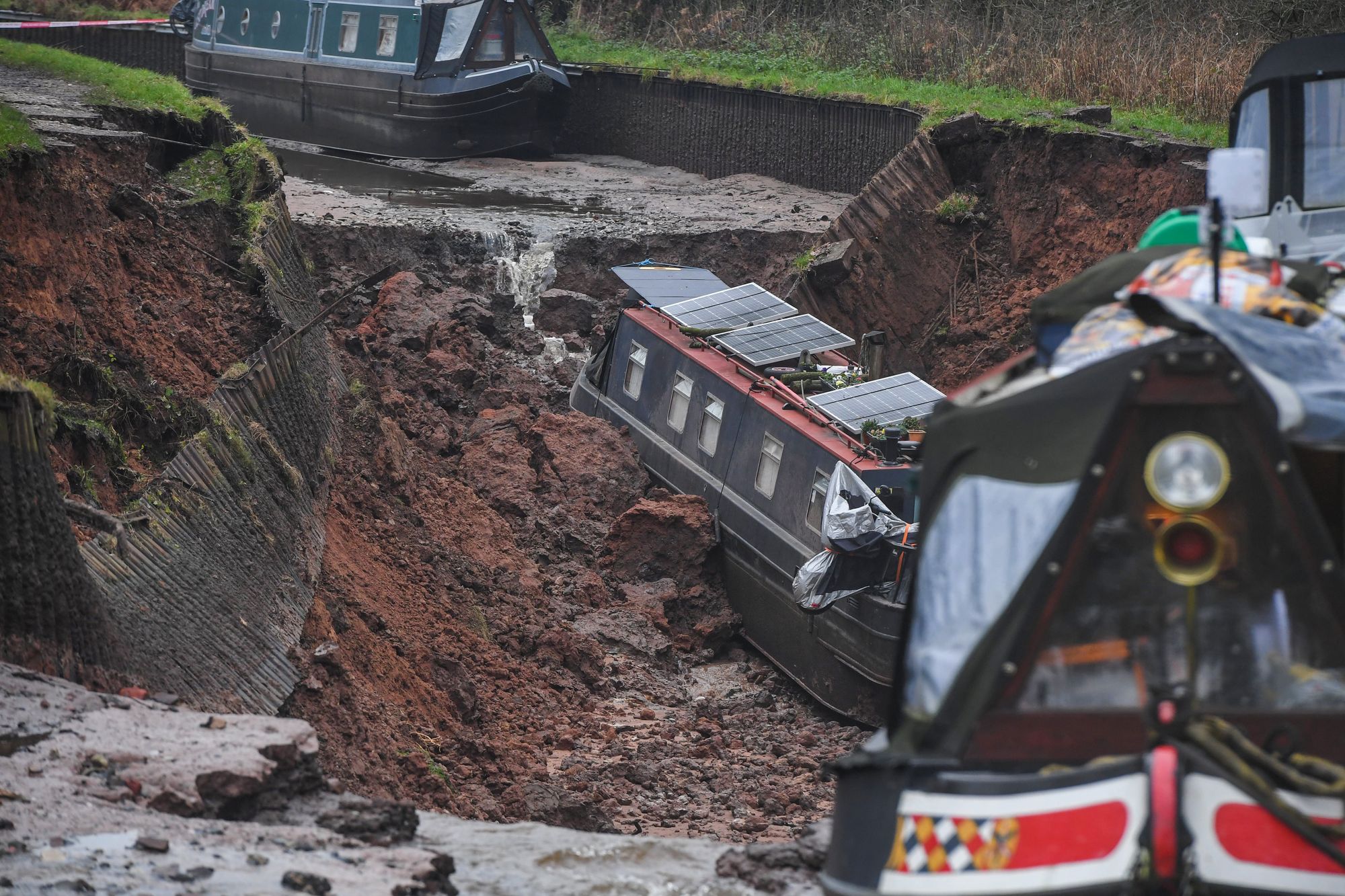 The scene in Whitchurch, Shropshire, where emergency services declared a major incident