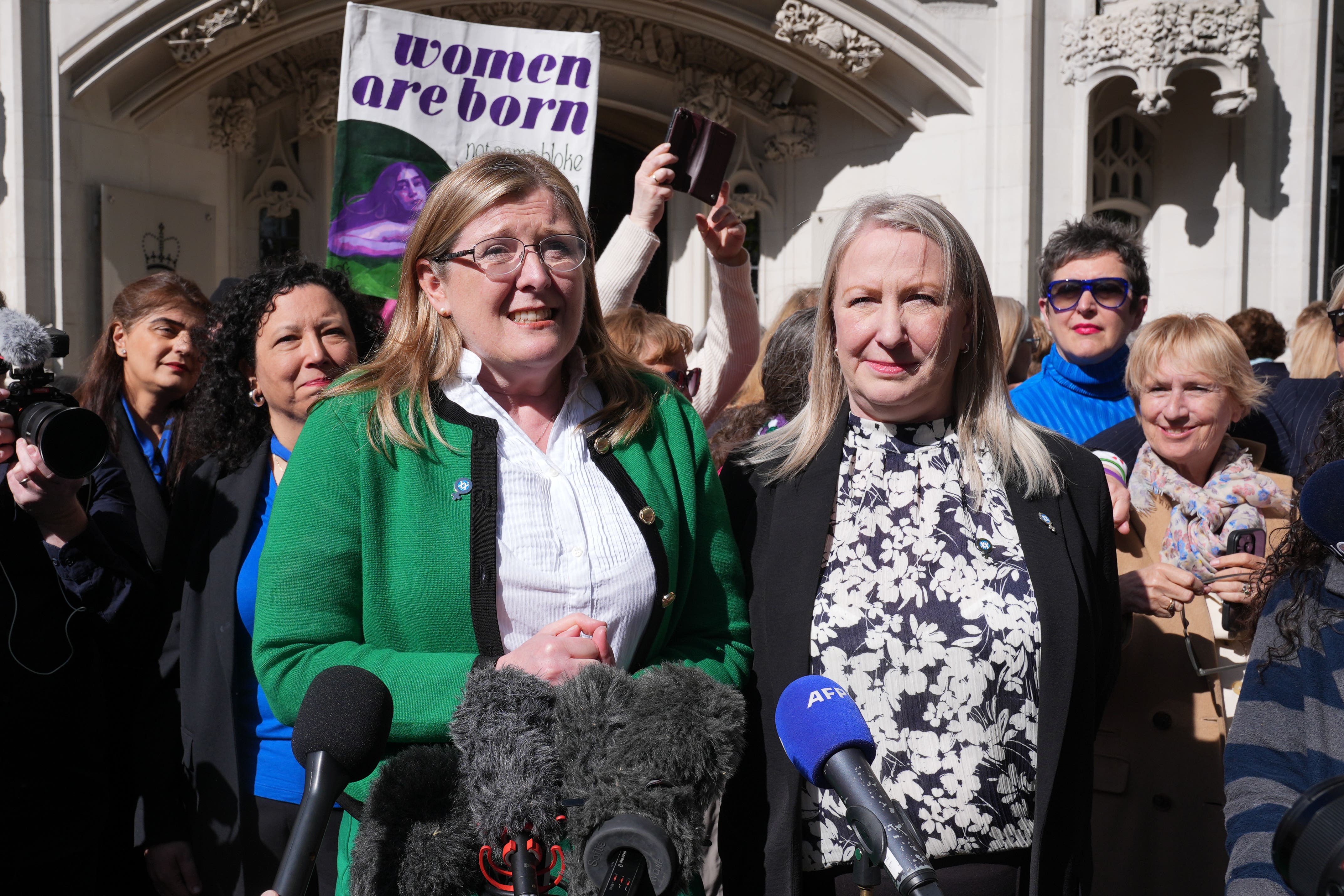 Susan Smith, left, of For Women Scotland said the Scottish Government has not yet paid the group the money owed after April’s Supreme Court victory (Lucy North/PA)